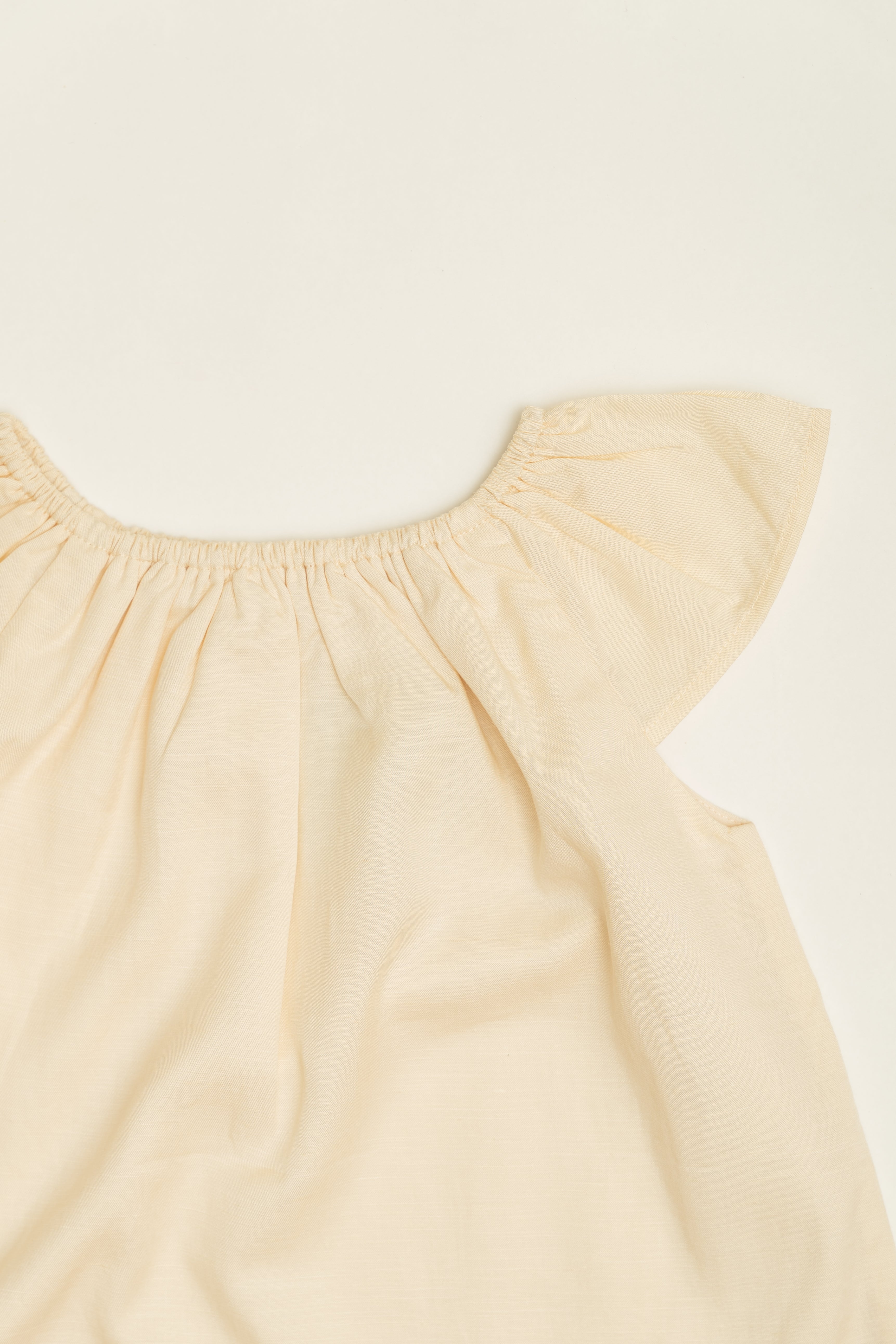 Mini Gathered Neckline Dress in Natural