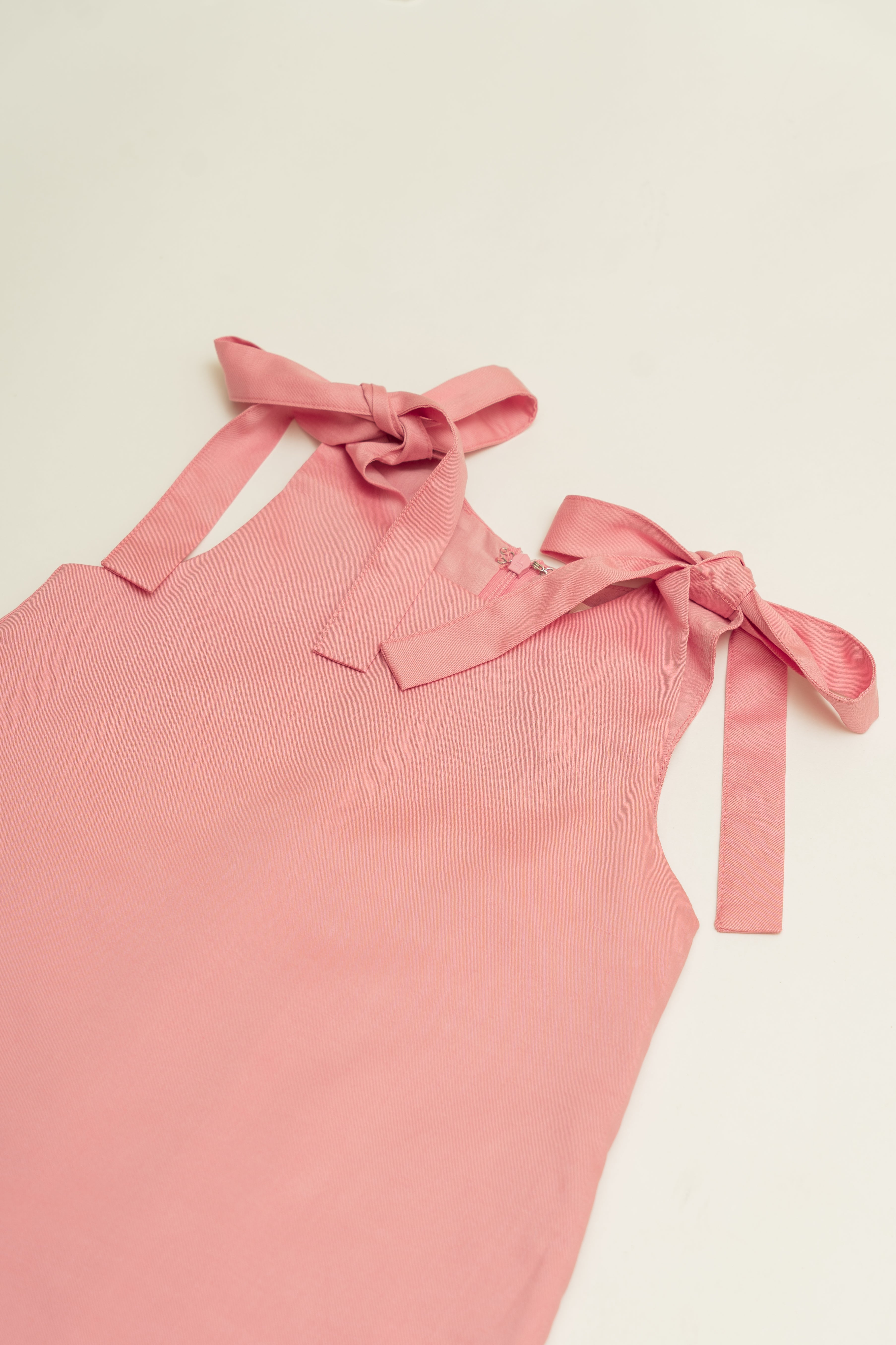 Mini Ribbon Tie A-Line Dress in Pink