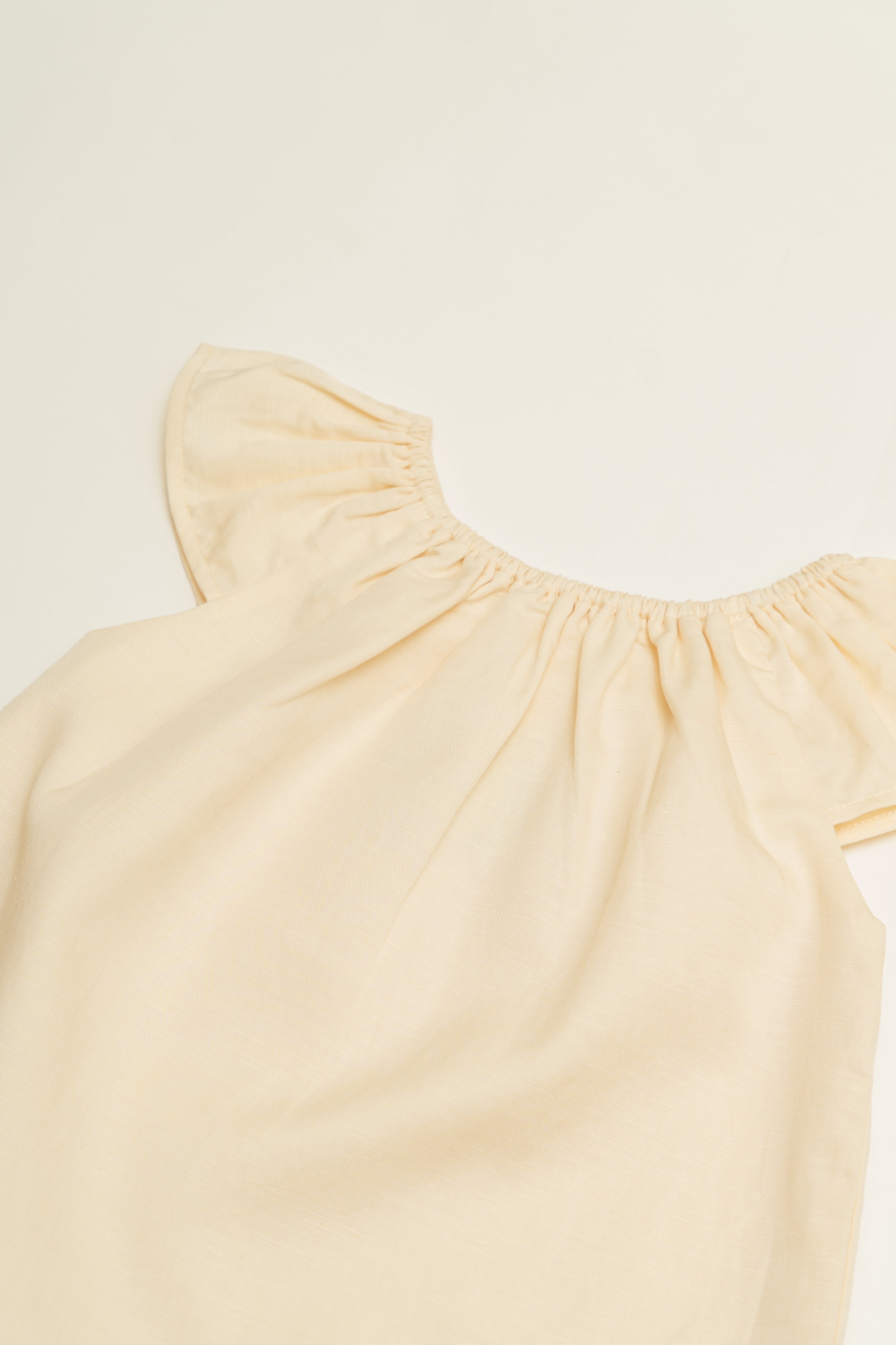 Mini Gathered Neckline Dress in Natural