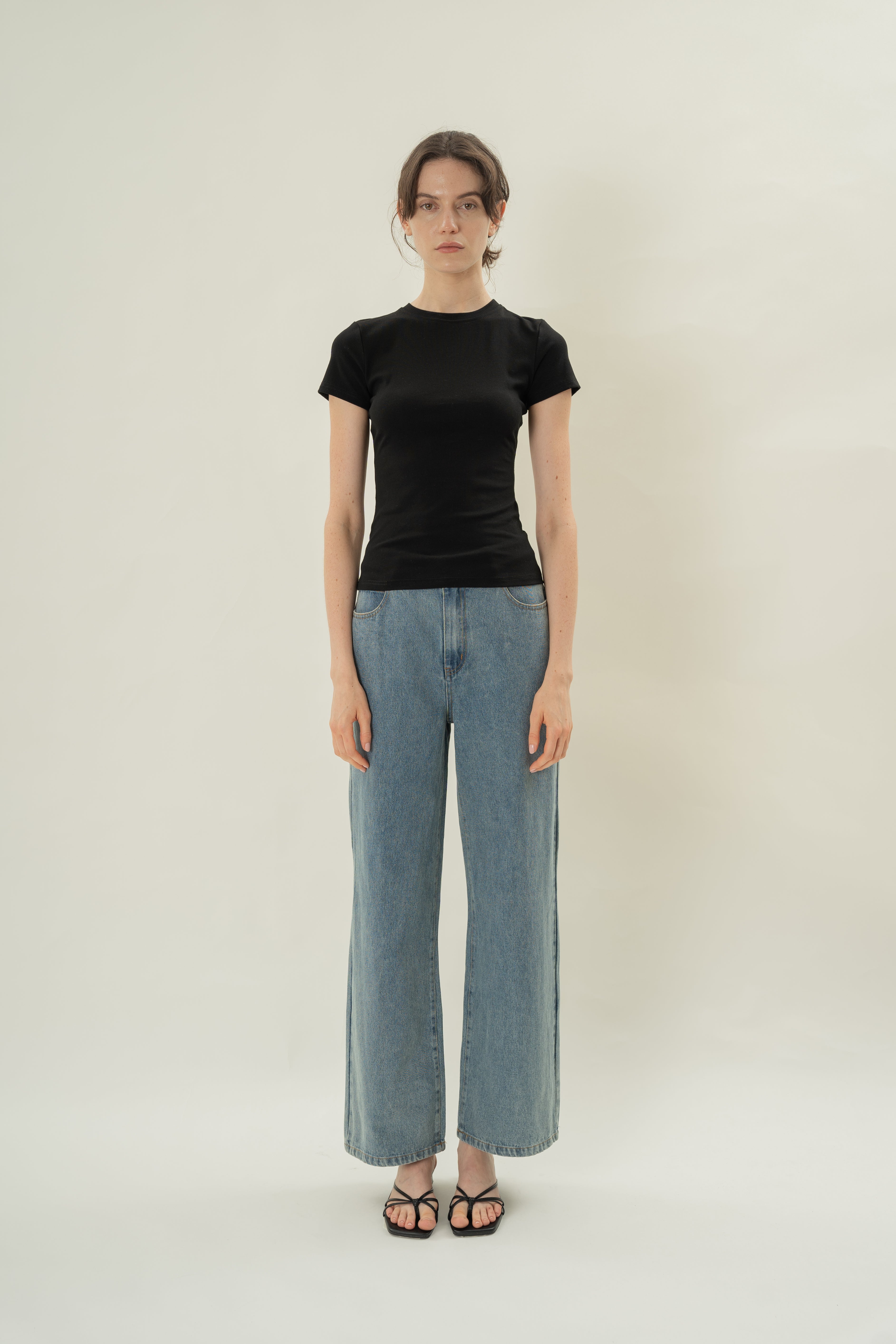 Stretch Cotton Tee in Black