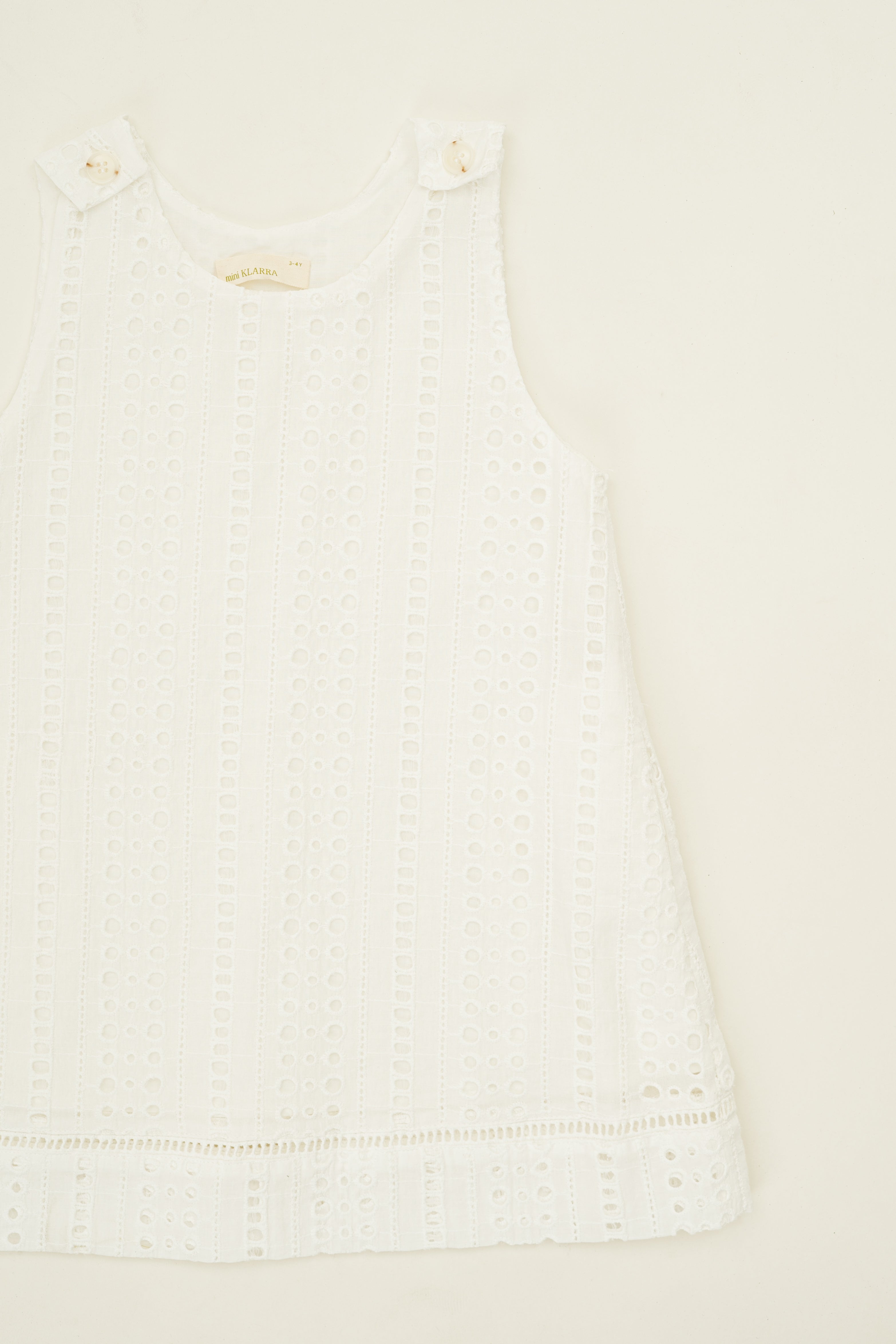 Mini Broderie Anglaise Sleeveless A-line Dress in White
