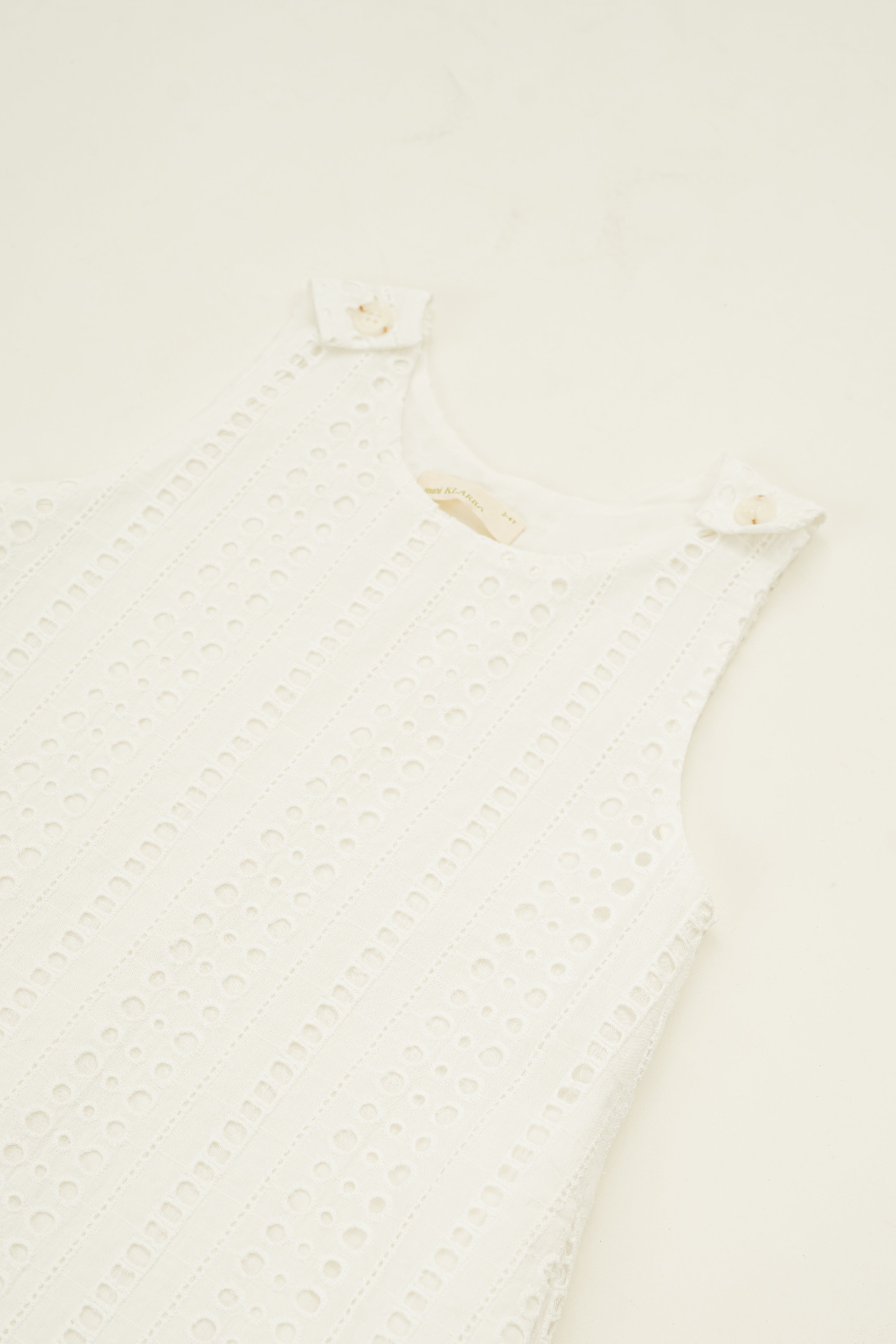 Mini Broderie Anglaise Sleeveless A-line Dress in White