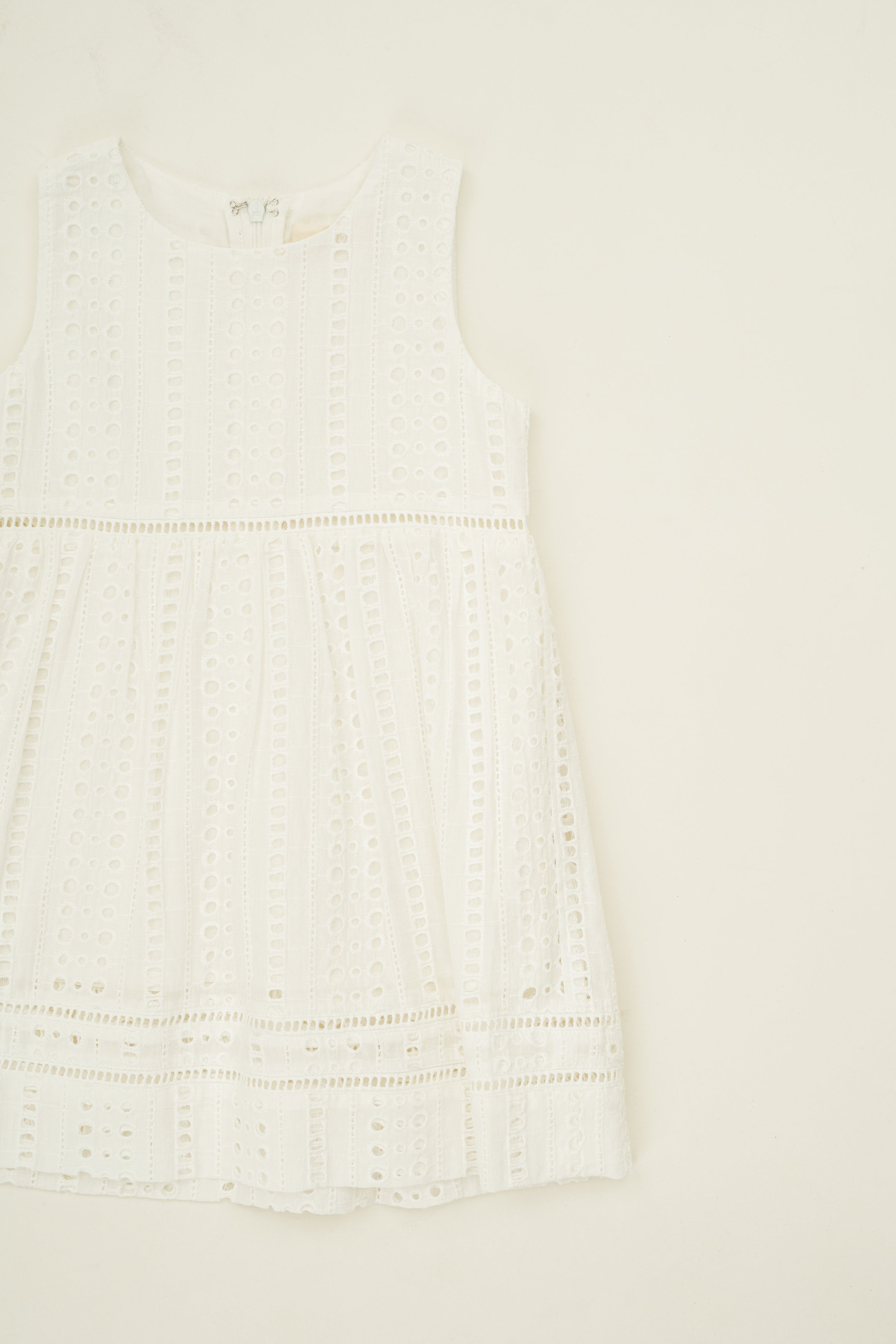 Mini Broderie Anglaise Gathered Waist Dress in White