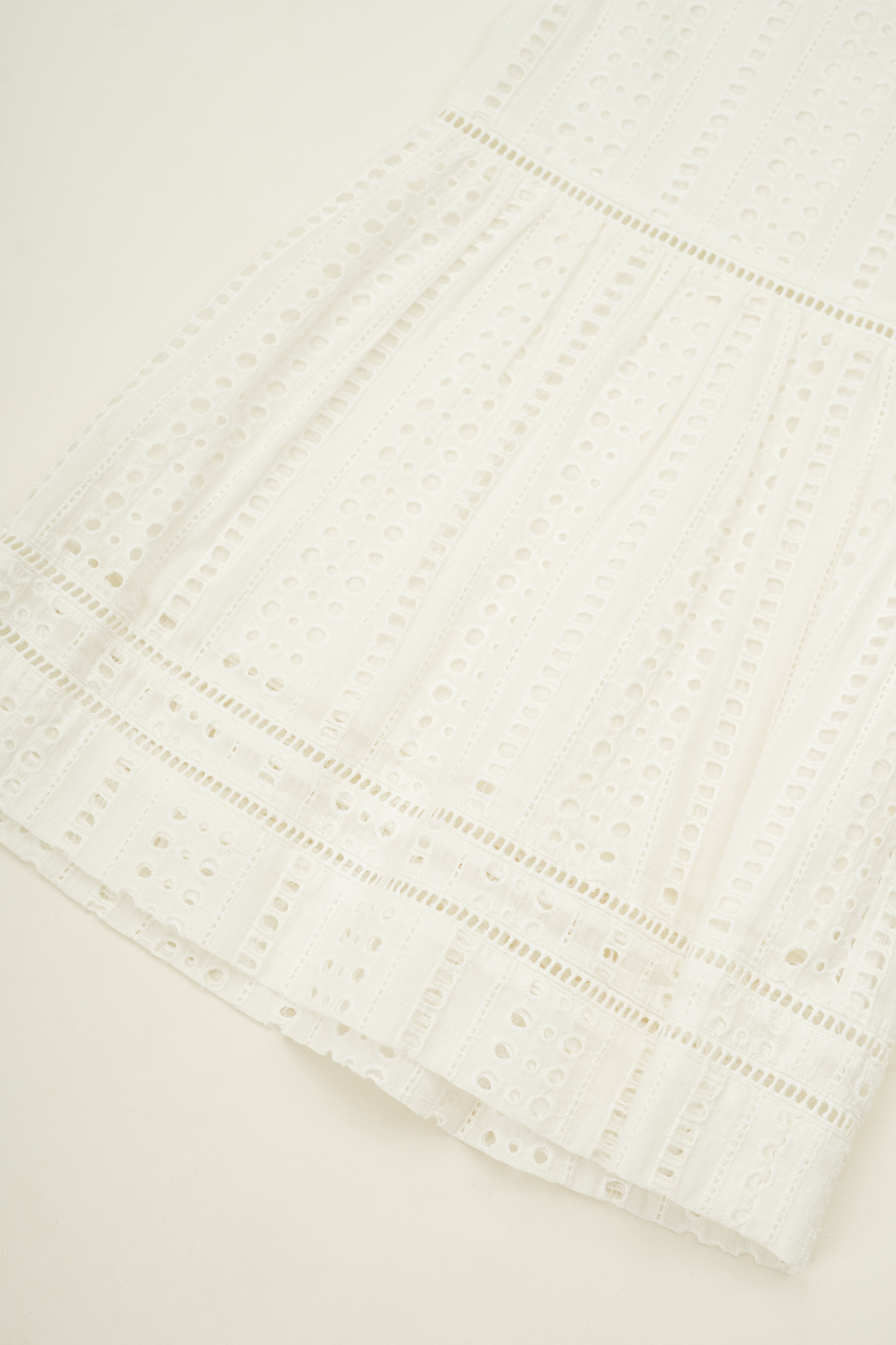 Mini Broderie Anglaise Gathered Waist Dress in White