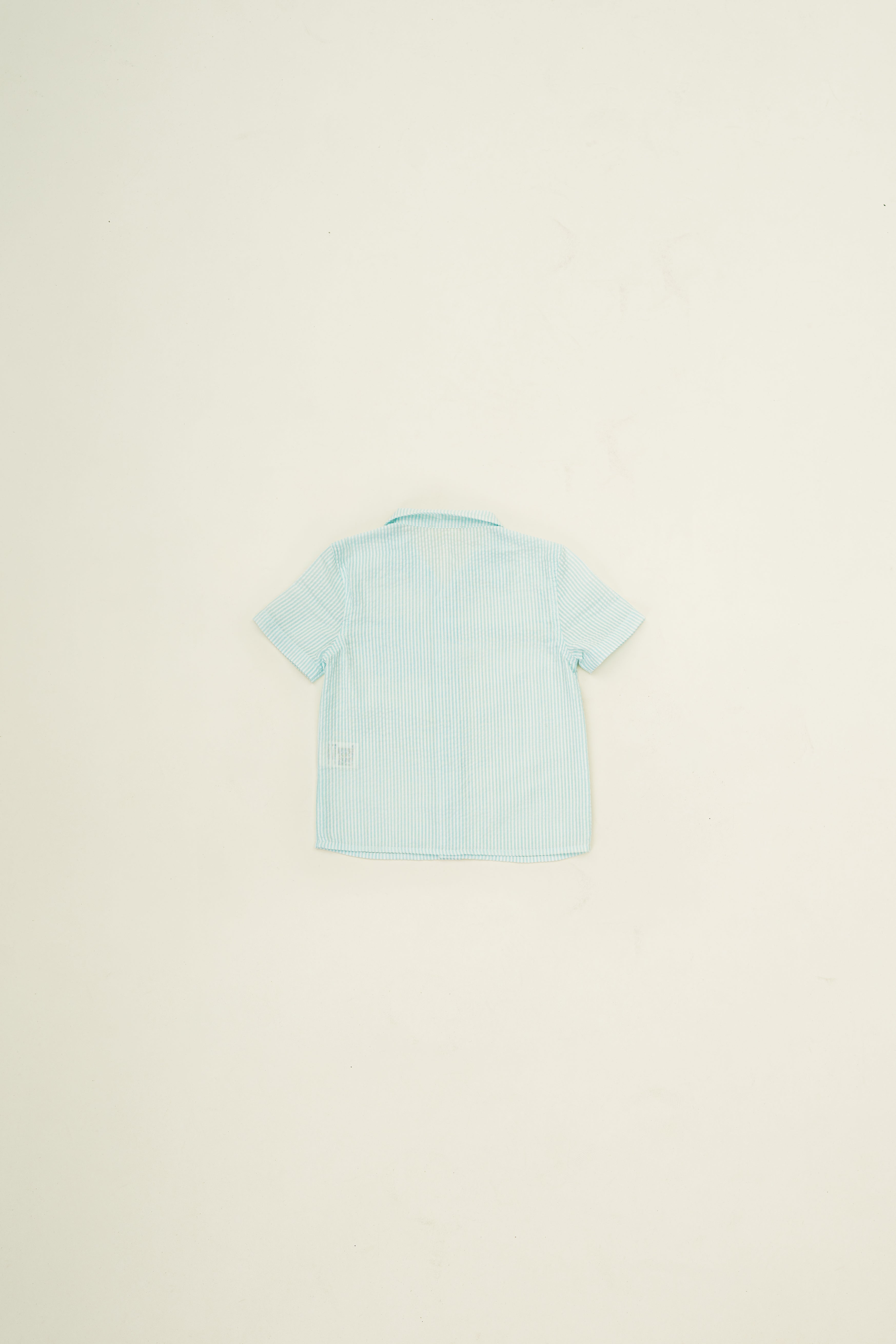 Mini Short Sleeve Pocket Shirt in Seersucker Marine Stripes