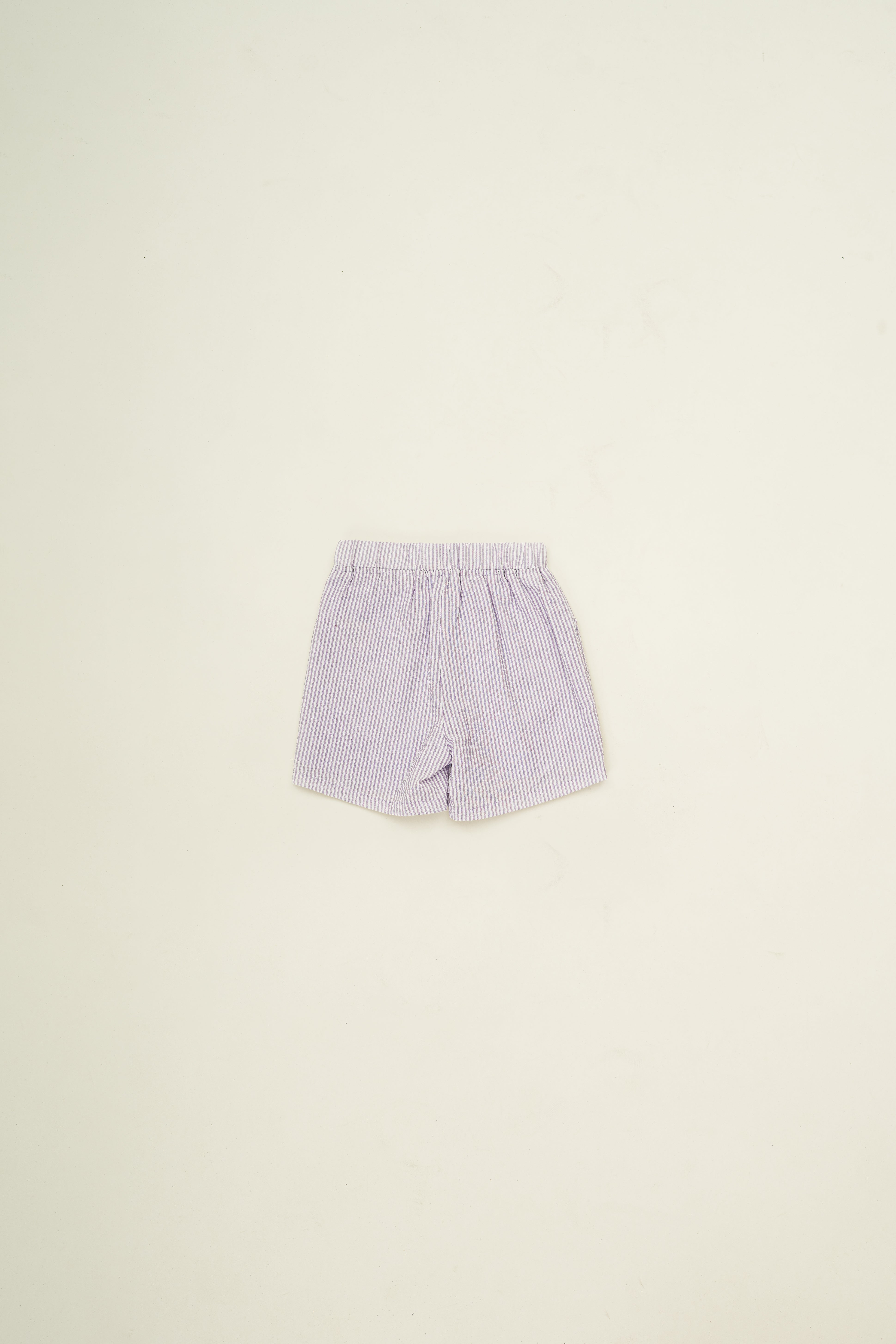 Mini Straight Cut Shorts in Seersucker Orchid Stripes