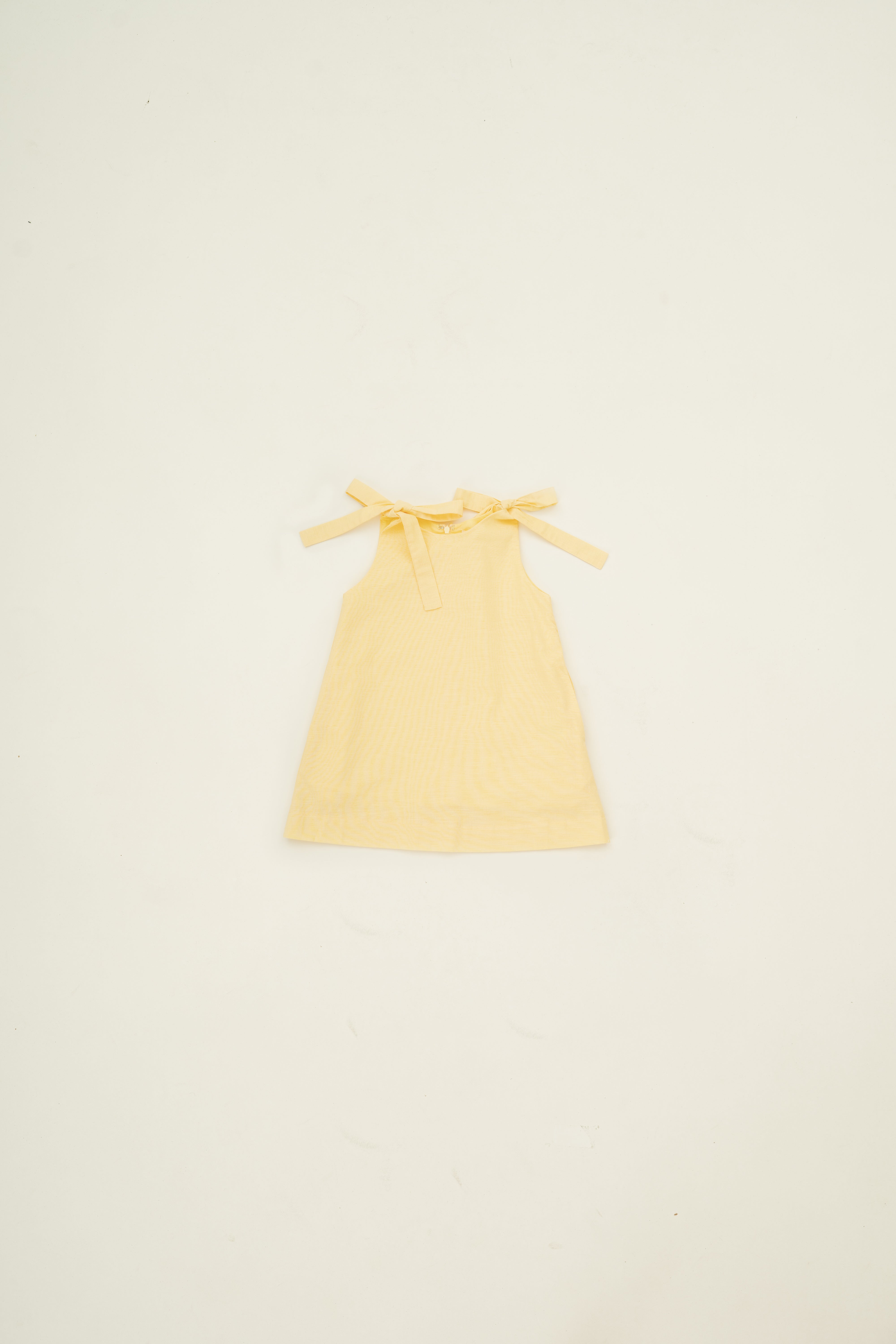 Mini Ribbon Tie A-line Dress in Lemon