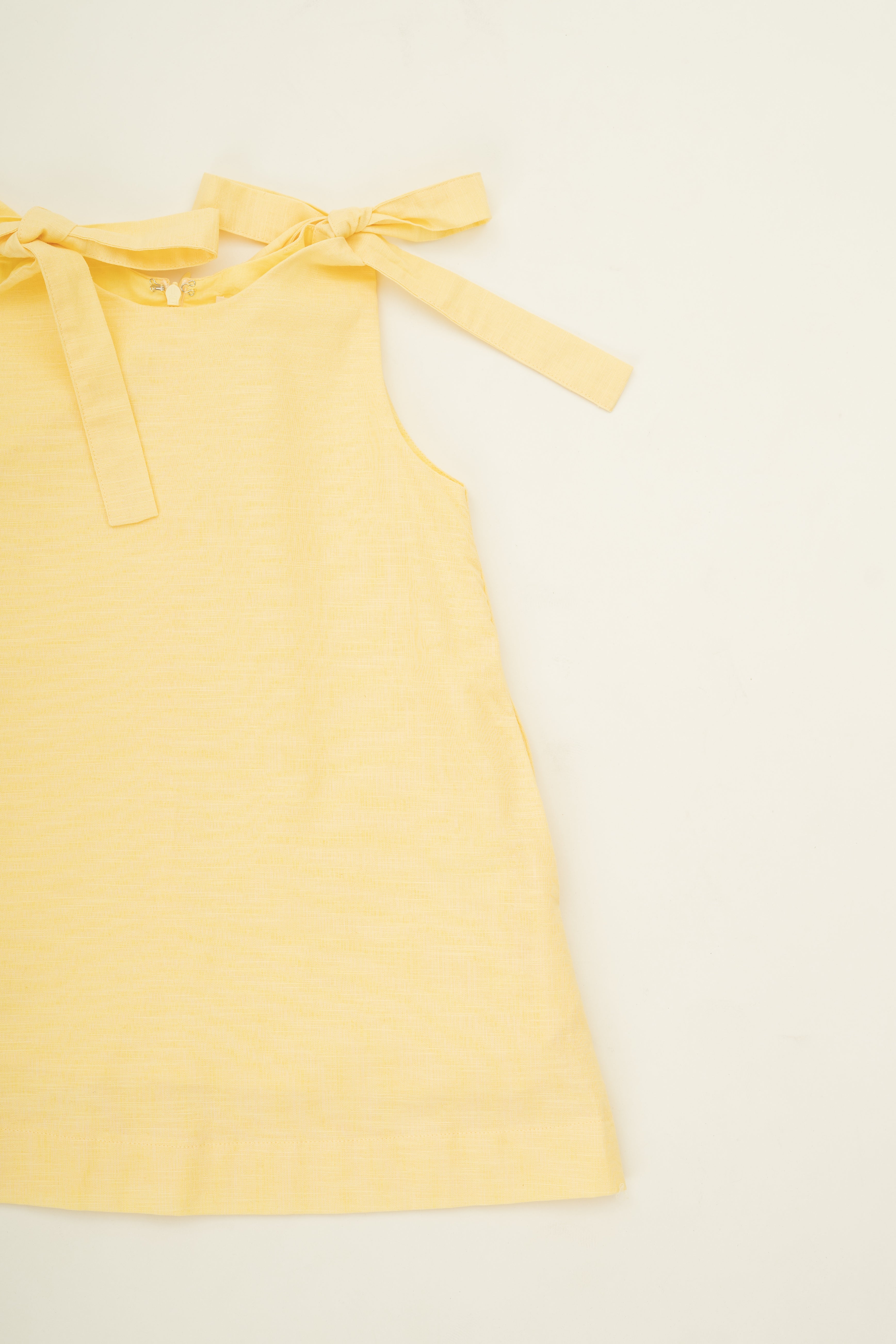 Mini Ribbon Tie A-line Dress in Lemon
