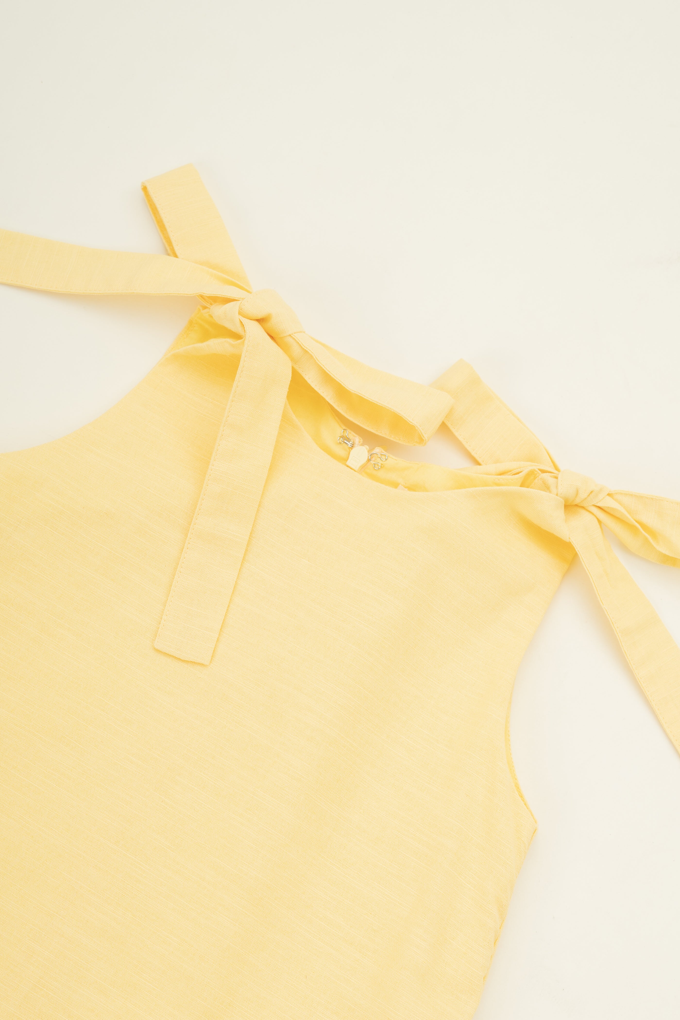 Mini Ribbon Tie A-line Dress in Lemon