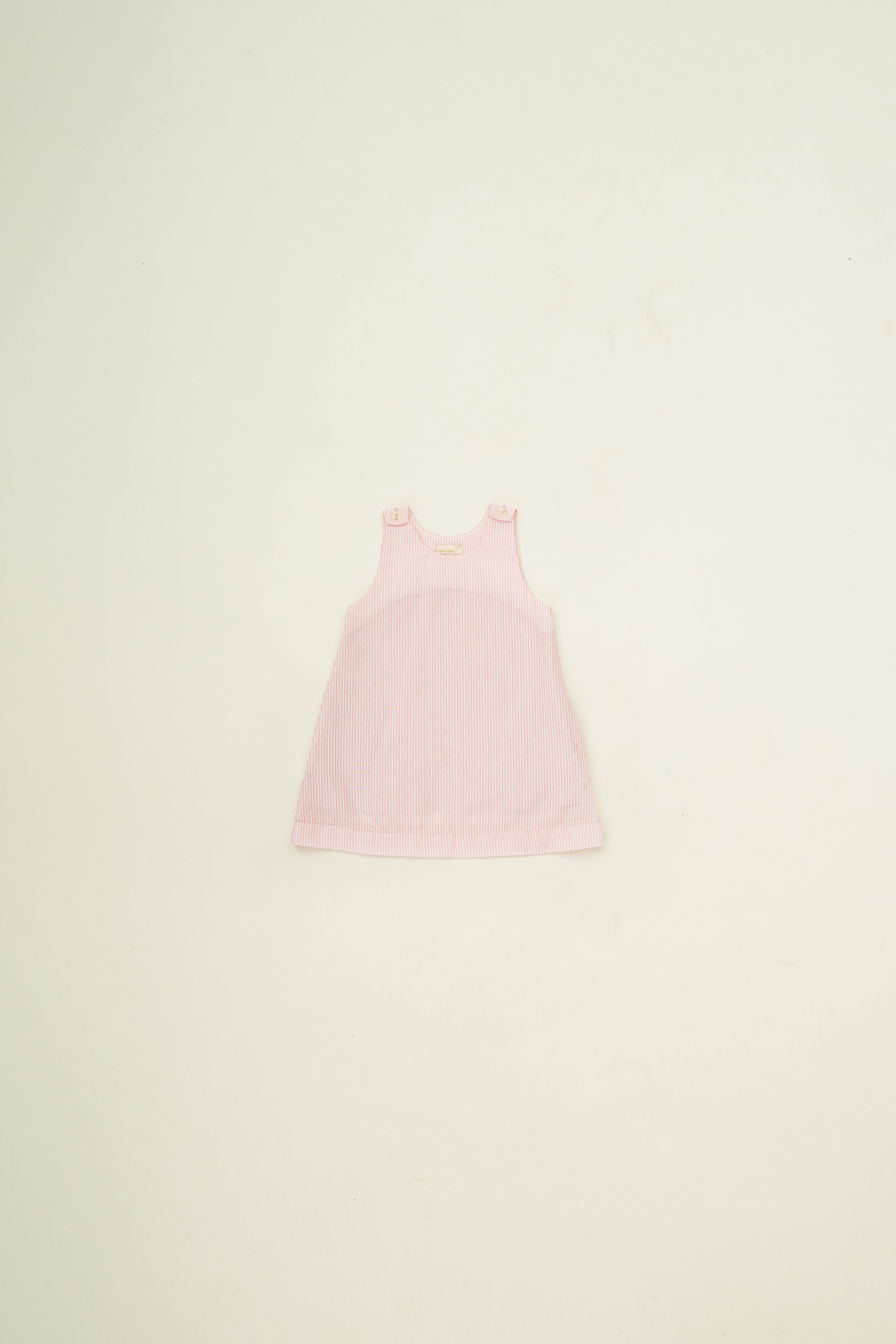 Mini Sleeveless A-line Dress in Seersucker Pink Stripes