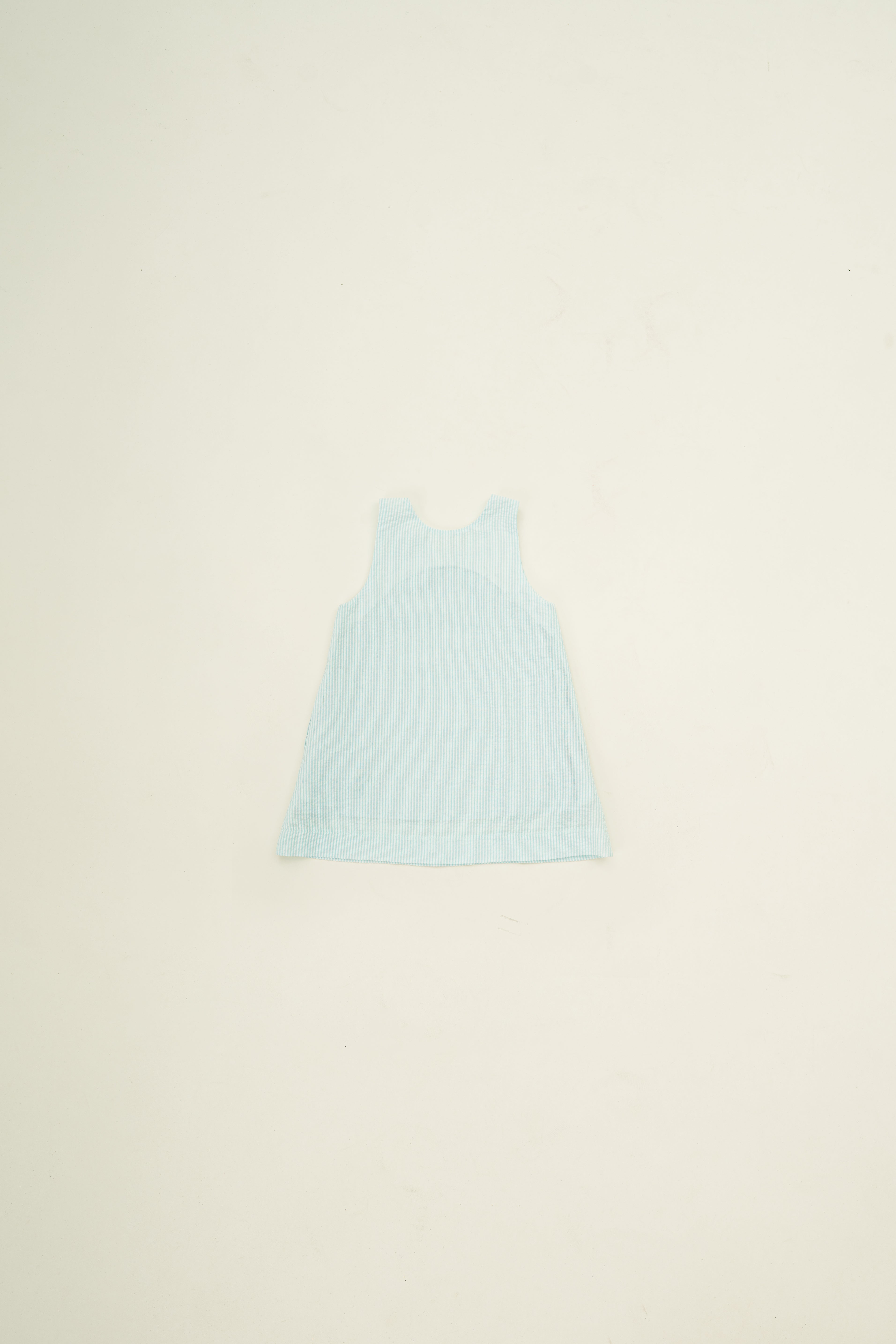 Mini Sleeveless A-line Dress in Seersucker Marine Stripes