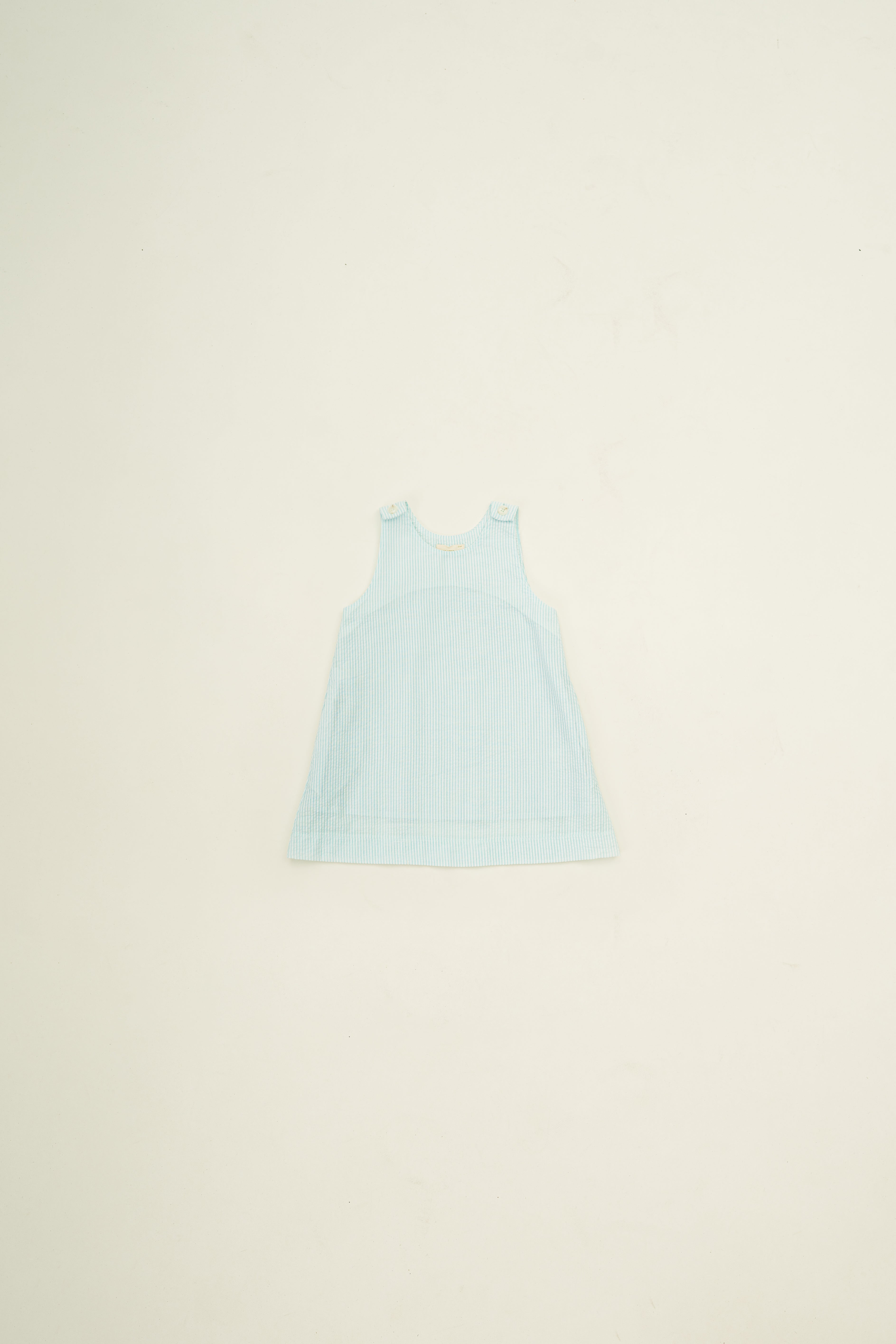 Mini Sleeveless A-line Dress in Seersucker Marine Stripes