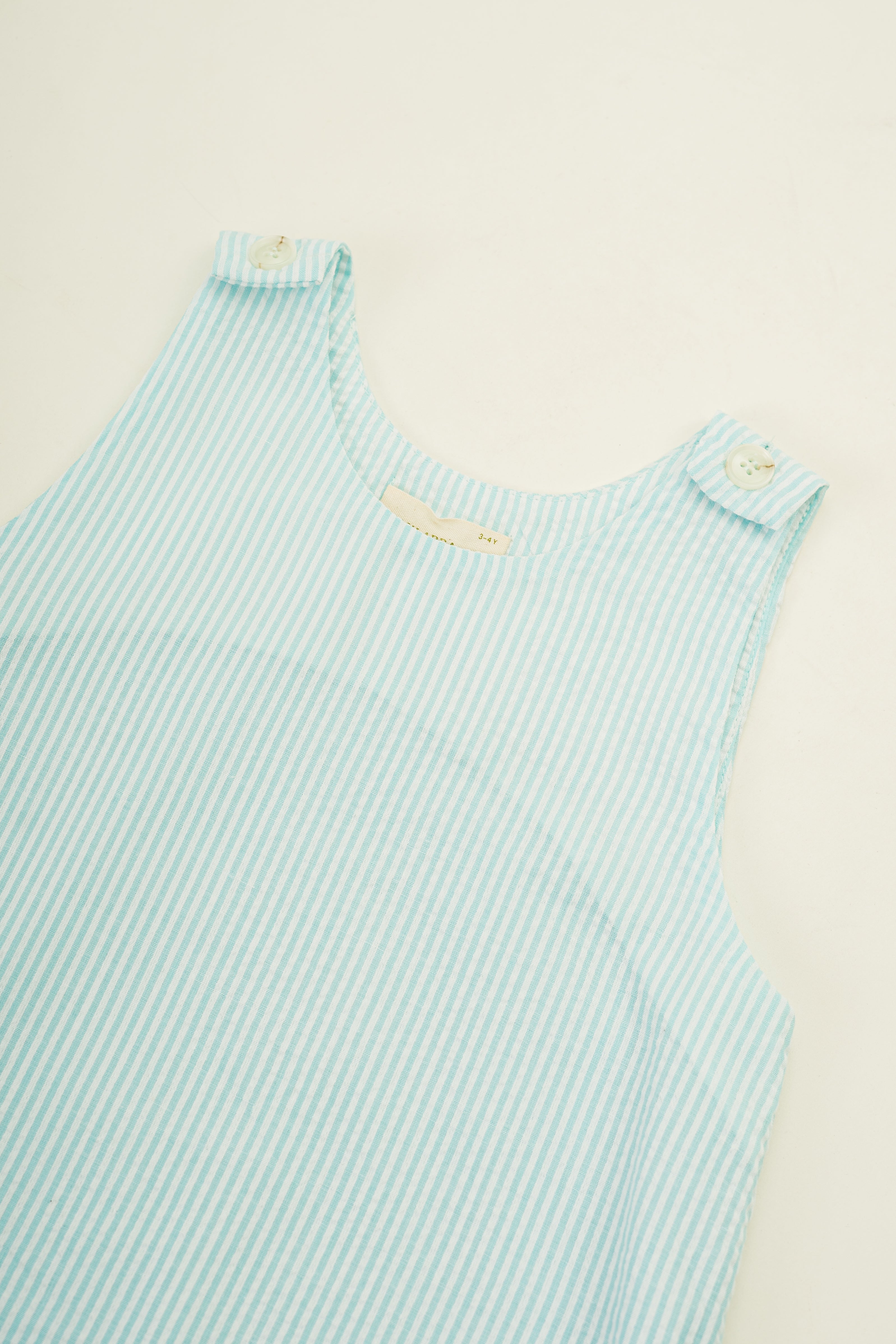 Mini Sleeveless A-line Dress in Seersucker Marine Stripes
