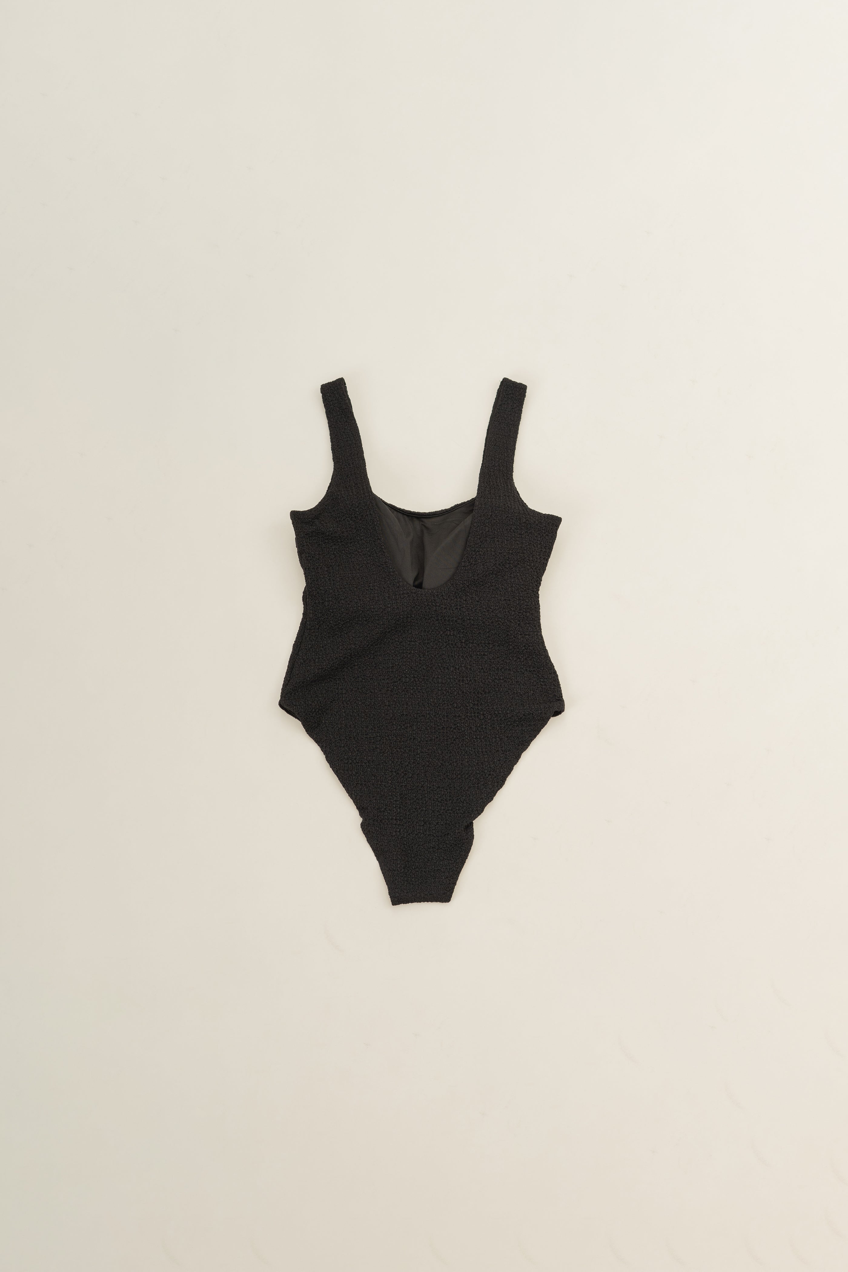 Textured Stretch Bodysuit in Black