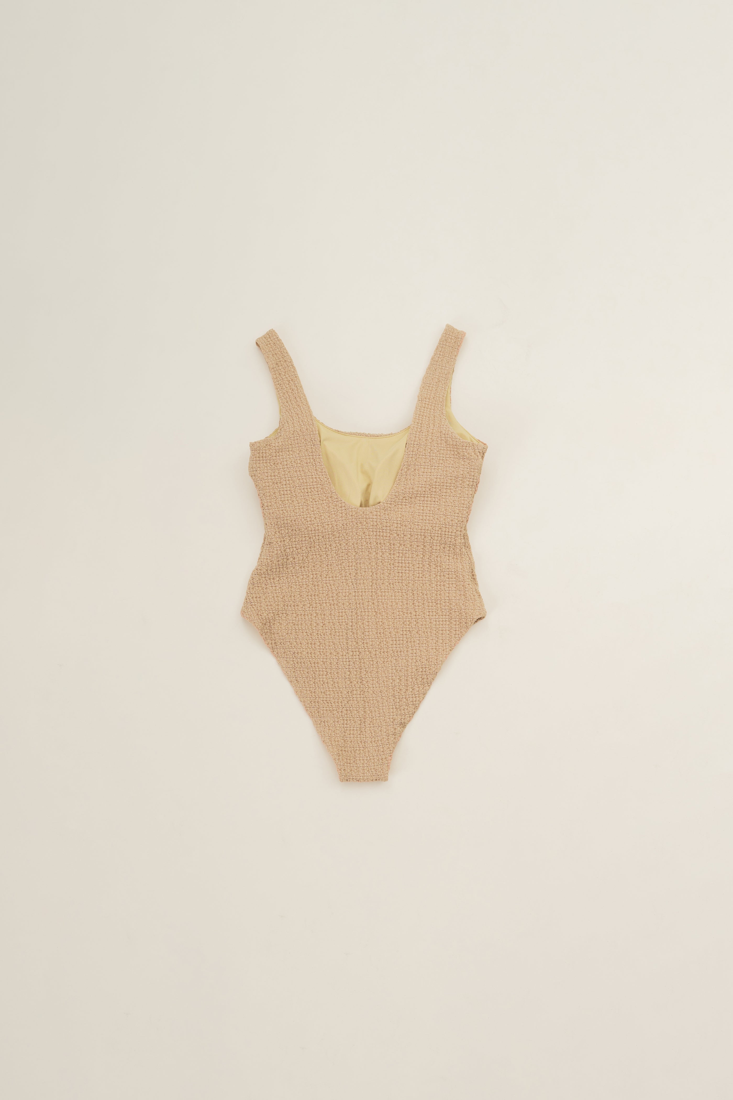 Textured Stretch Bodysuit in Sand