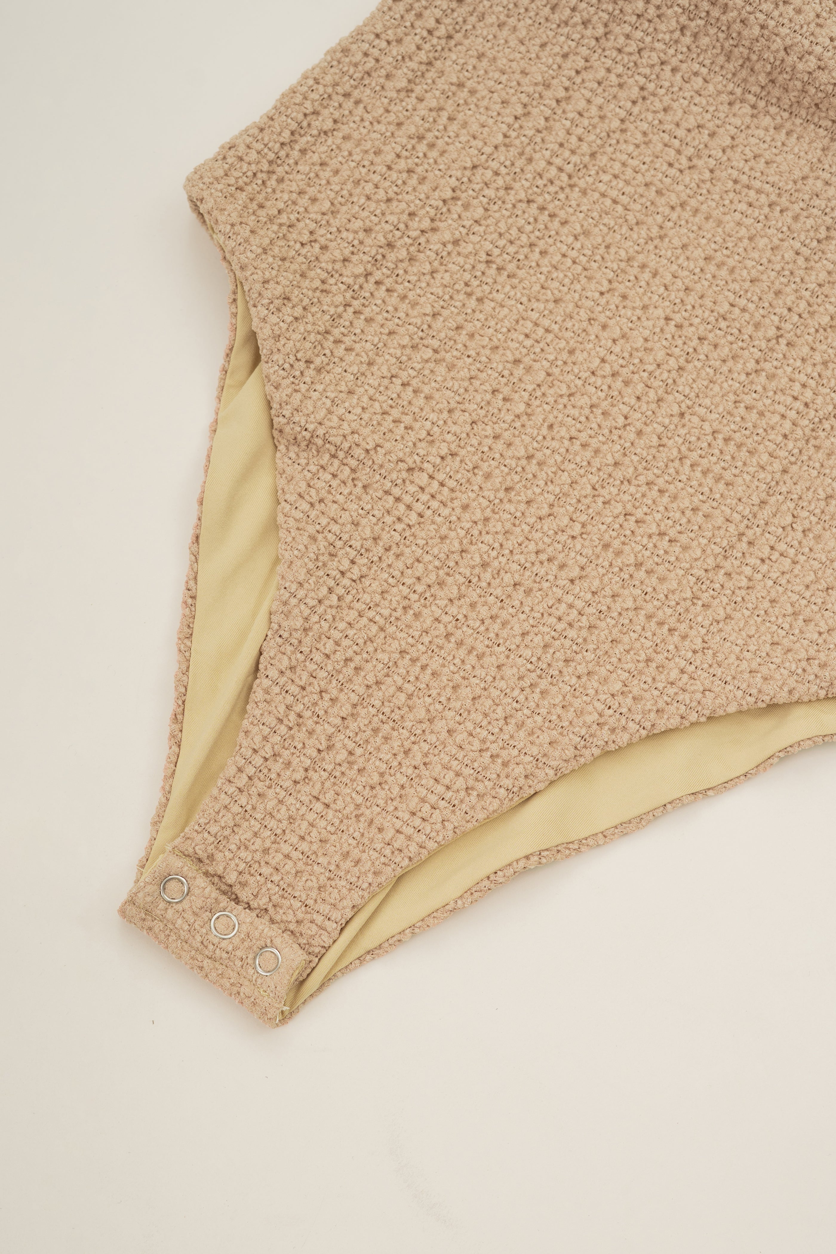 Textured Stretch Bodysuit in Sand