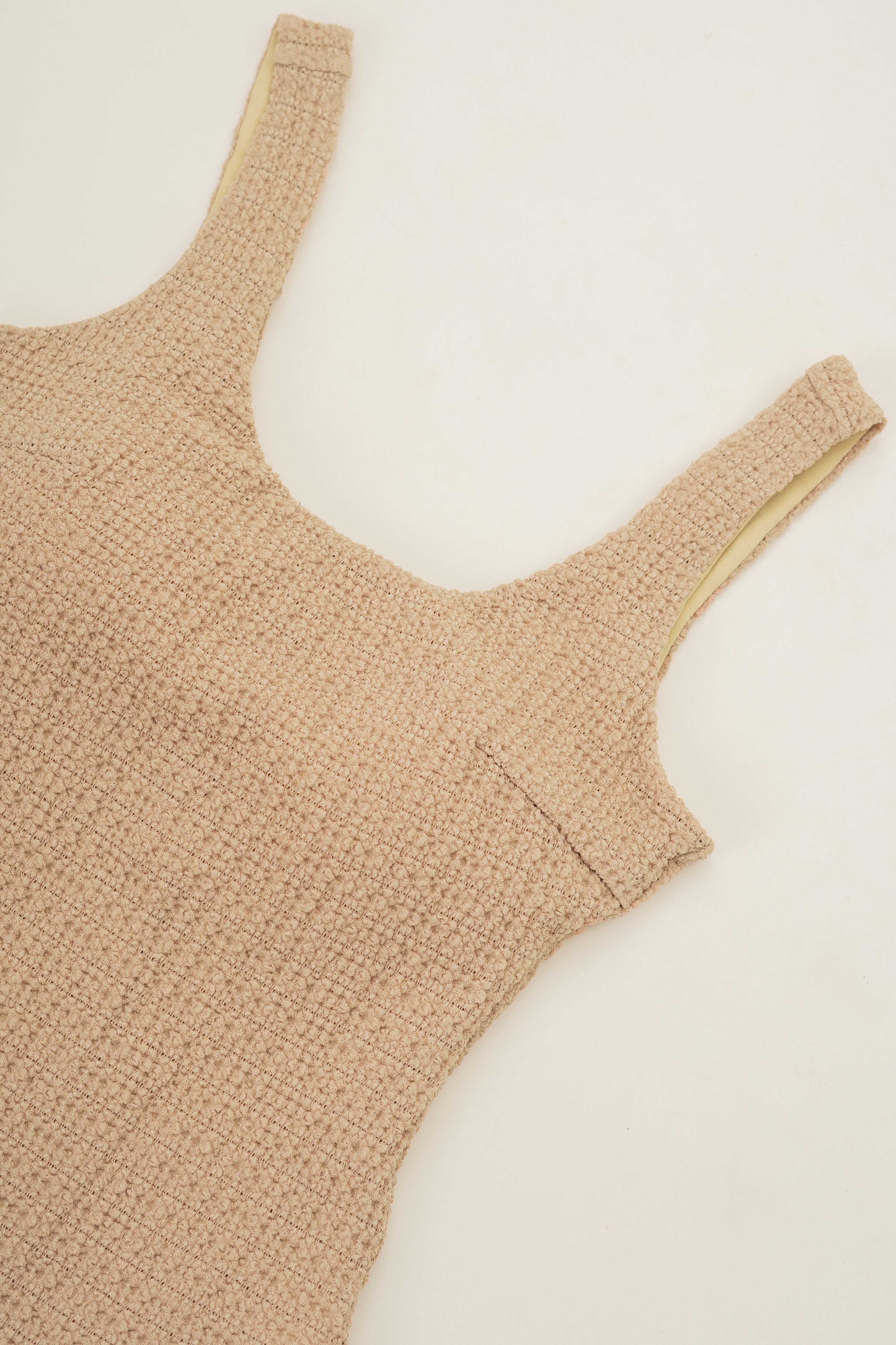 Textured Stretch Bodysuit in Sand