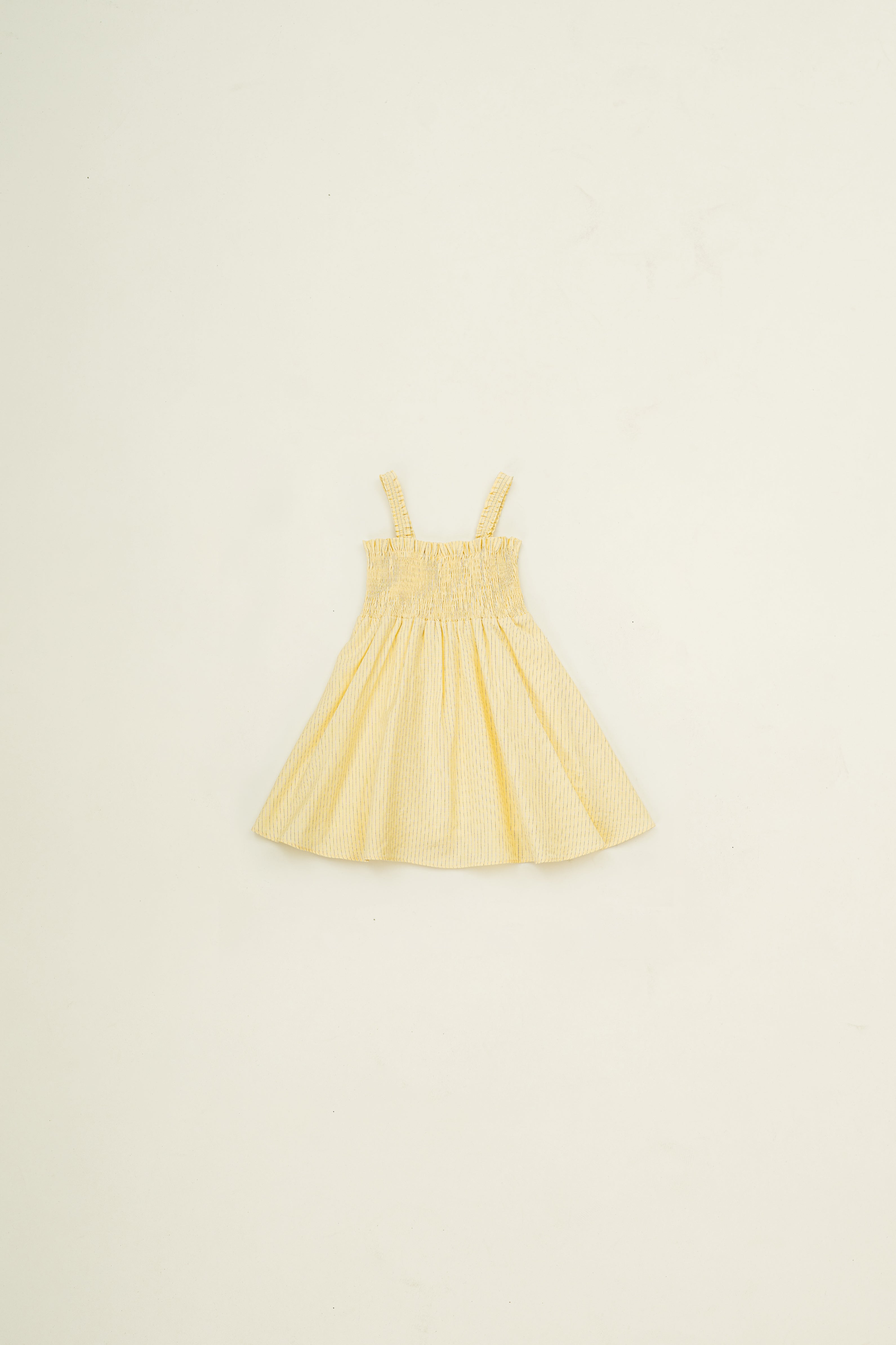 Mini Smocked Dress in Lemon Stripes
