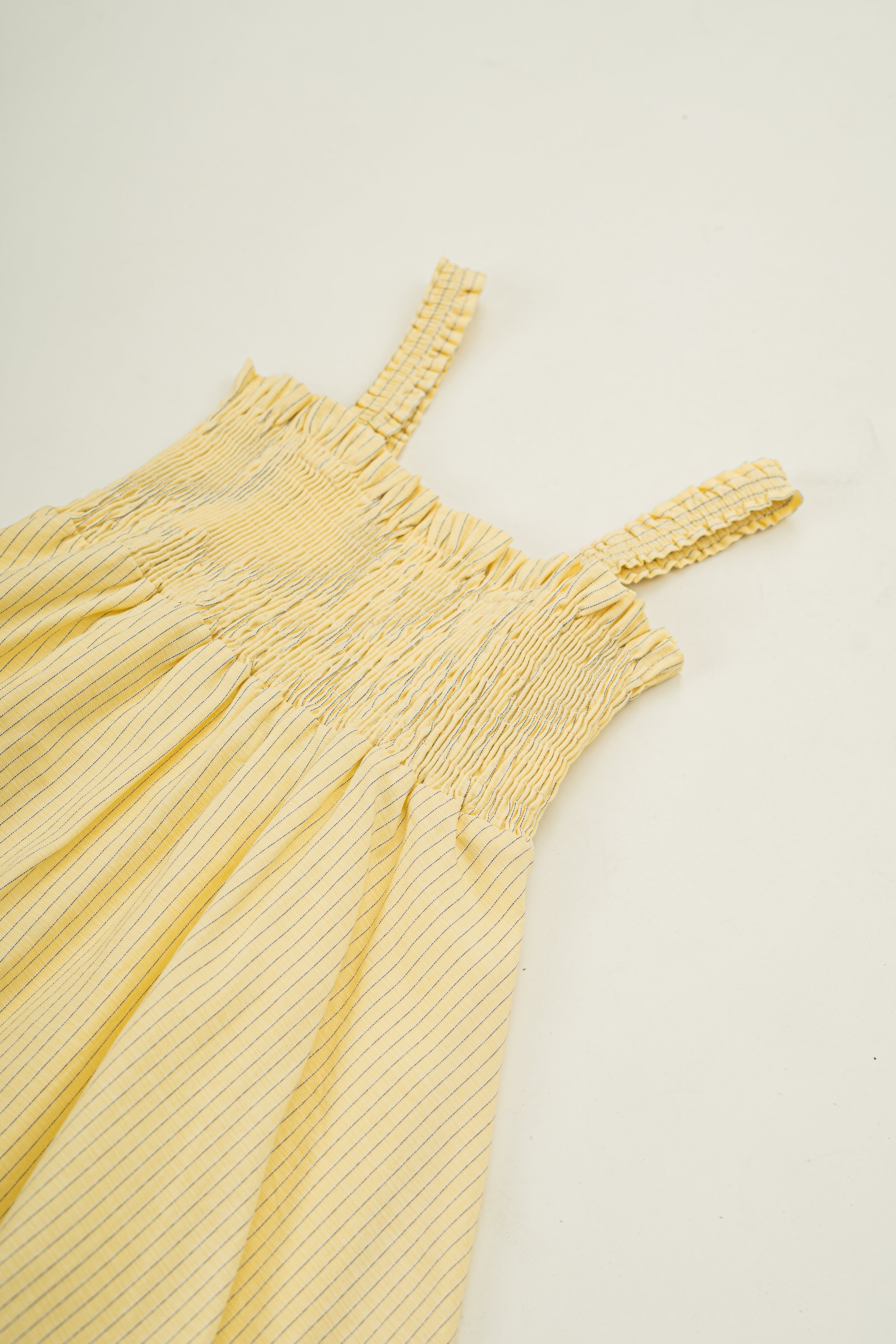 Mini Smocked Dress in Lemon Stripes