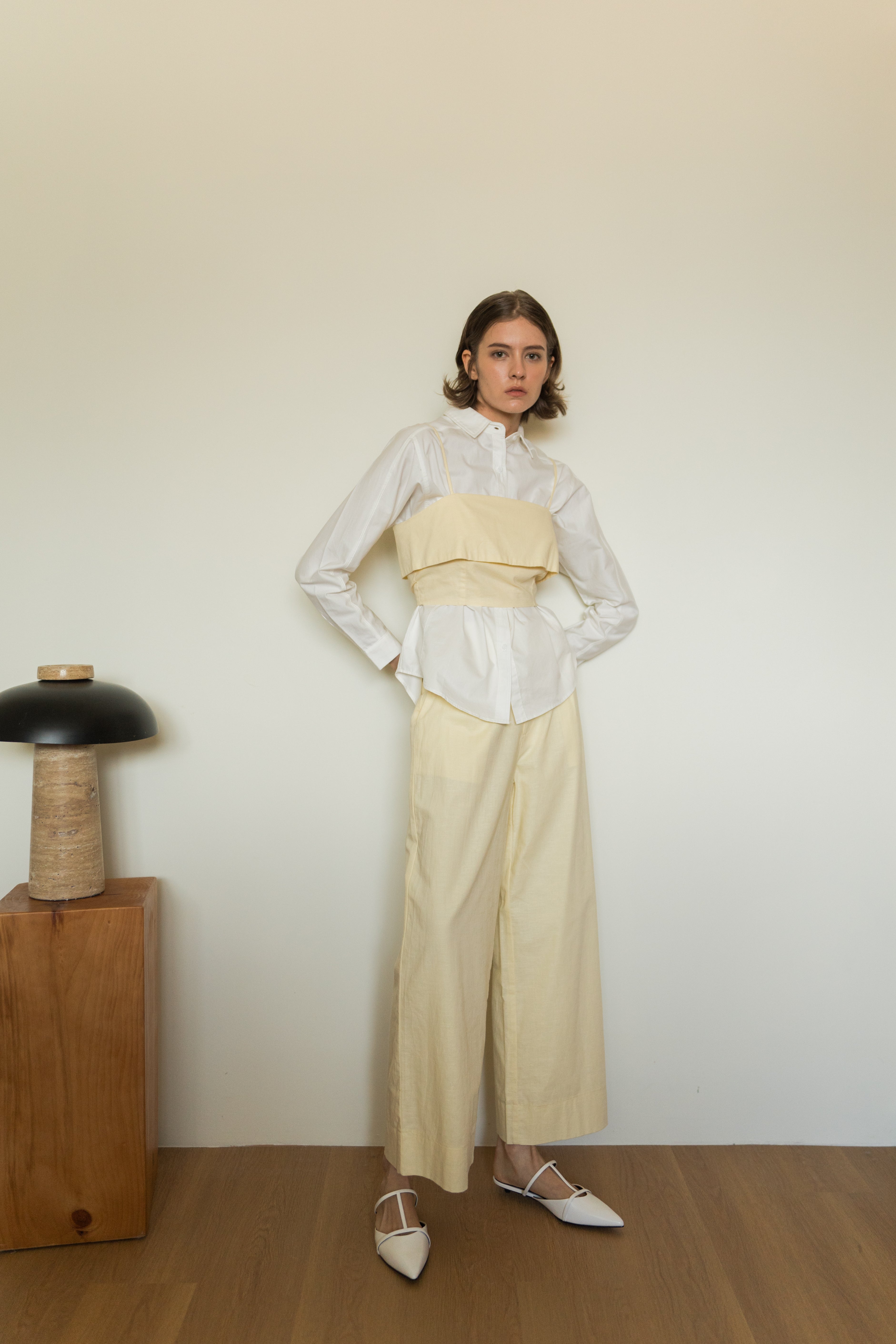 Textured Linen Trousers in Eggnog