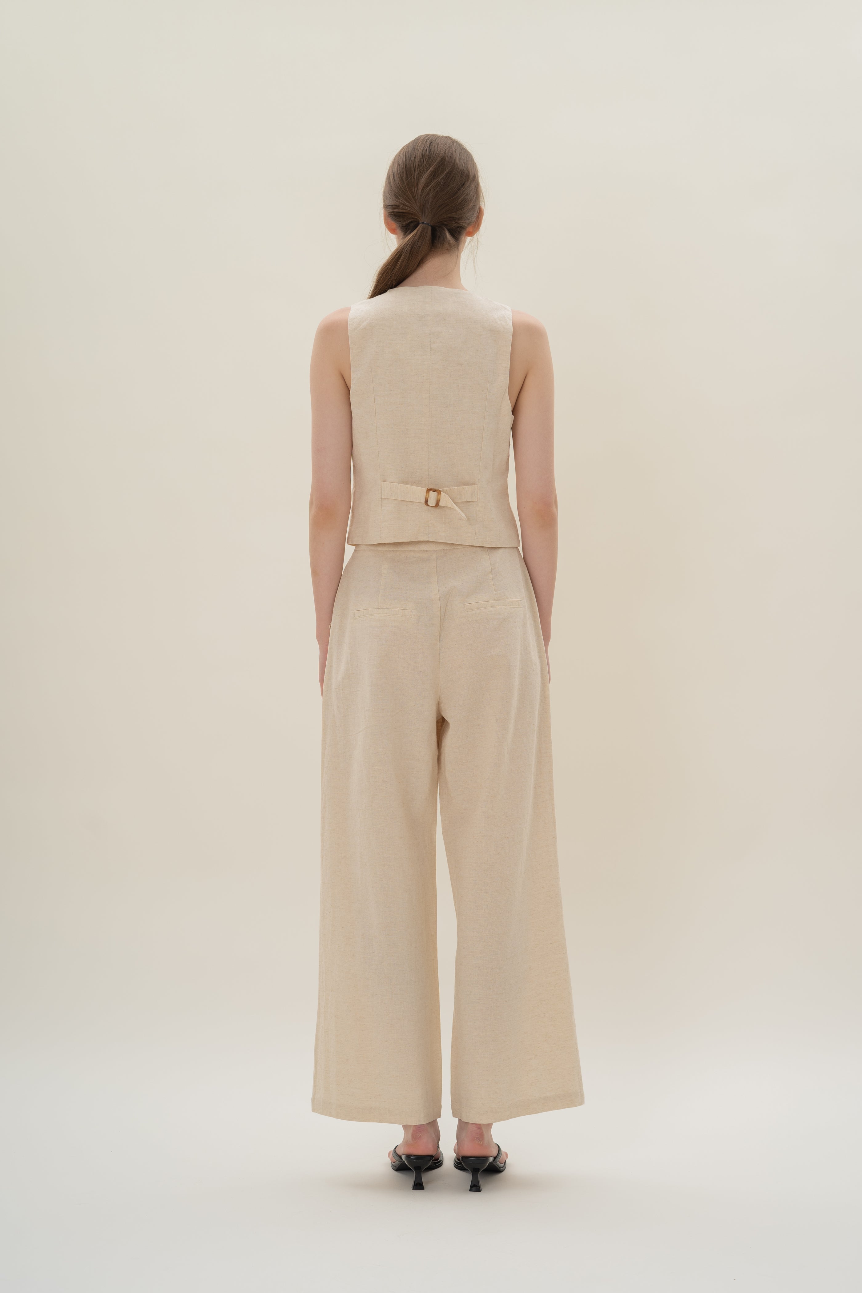 Textured Linen Waistcoat in Natural