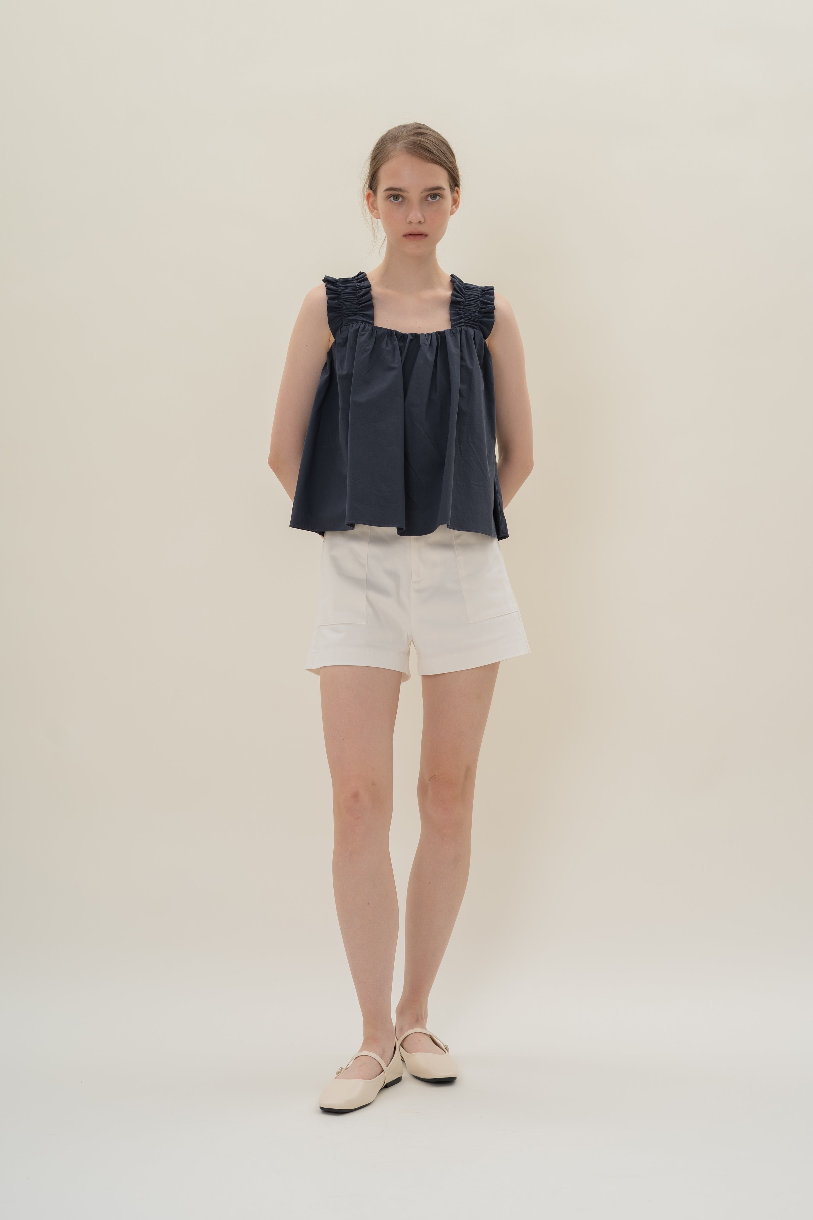 Flared Square Neck Top in Midnight