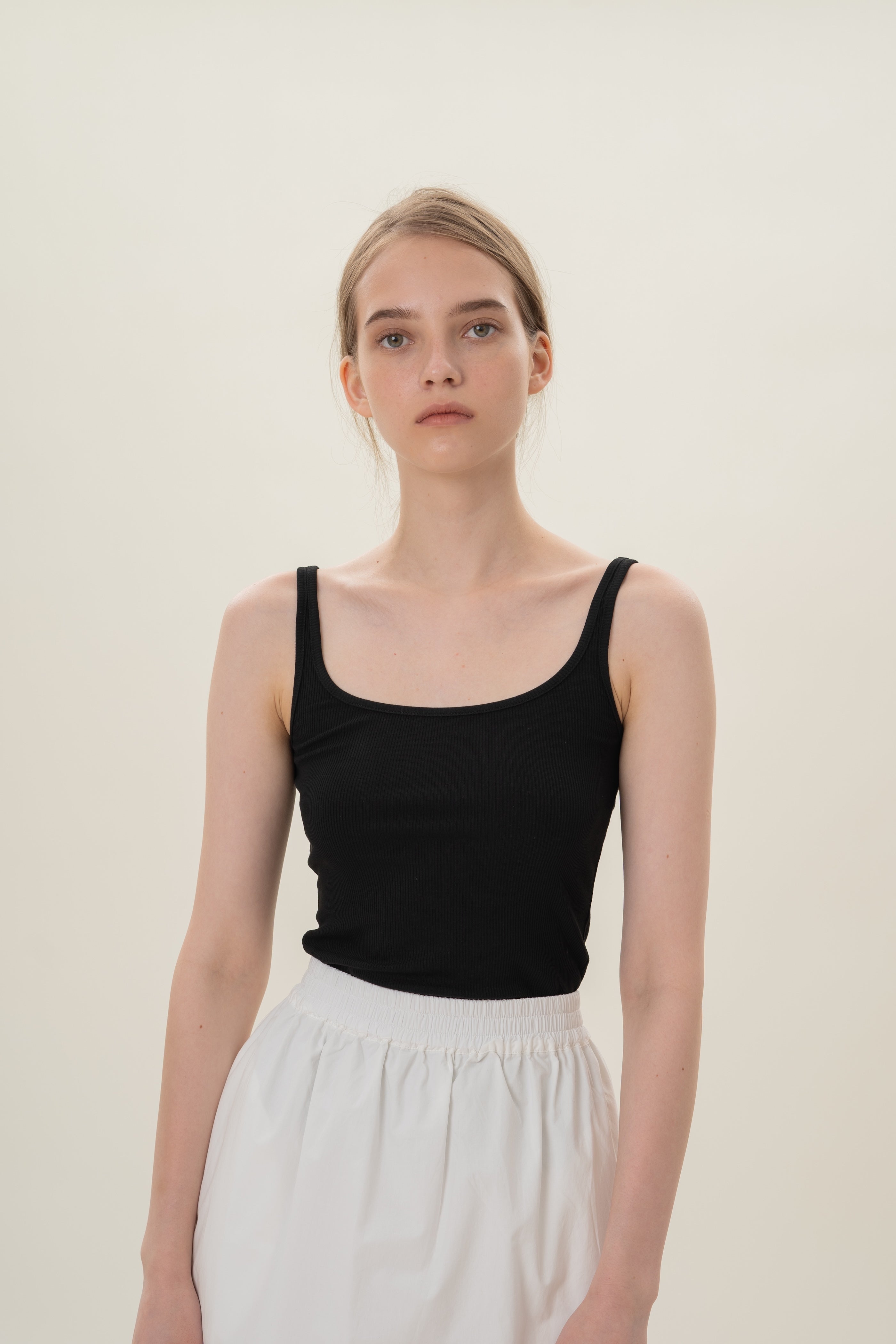 Soft Ribbed Tank Top in Black