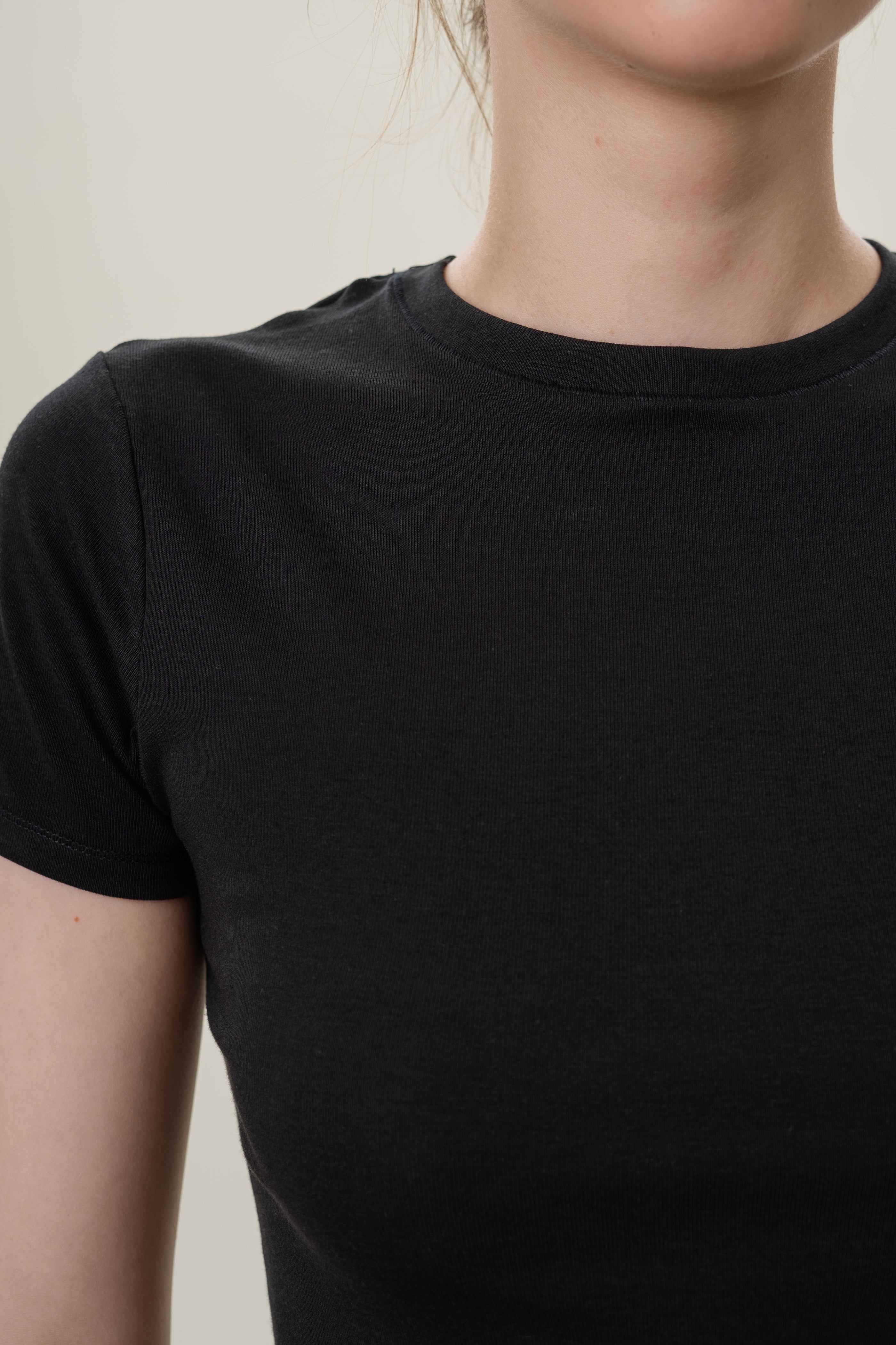 Stretch Cotton Tee in Black