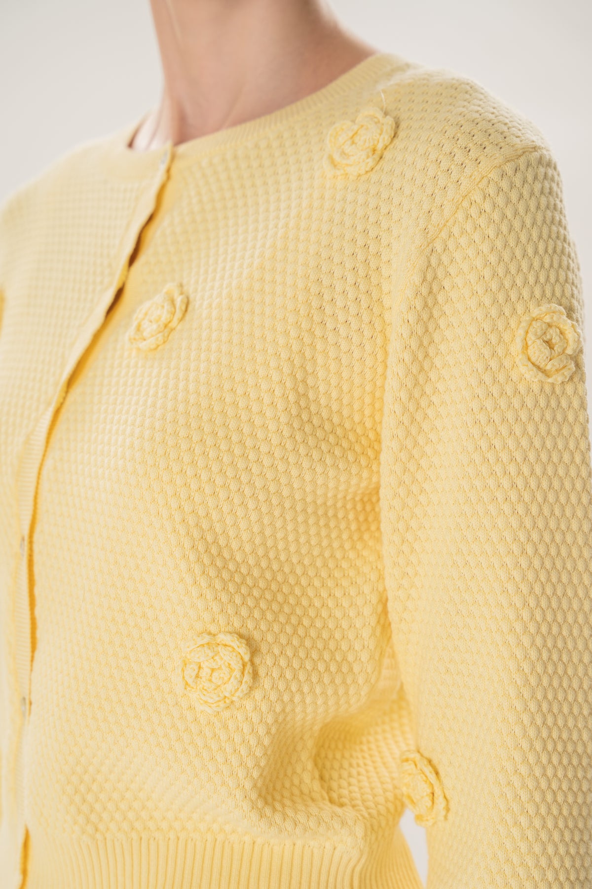 Floral Applique Cardigan in Yellow