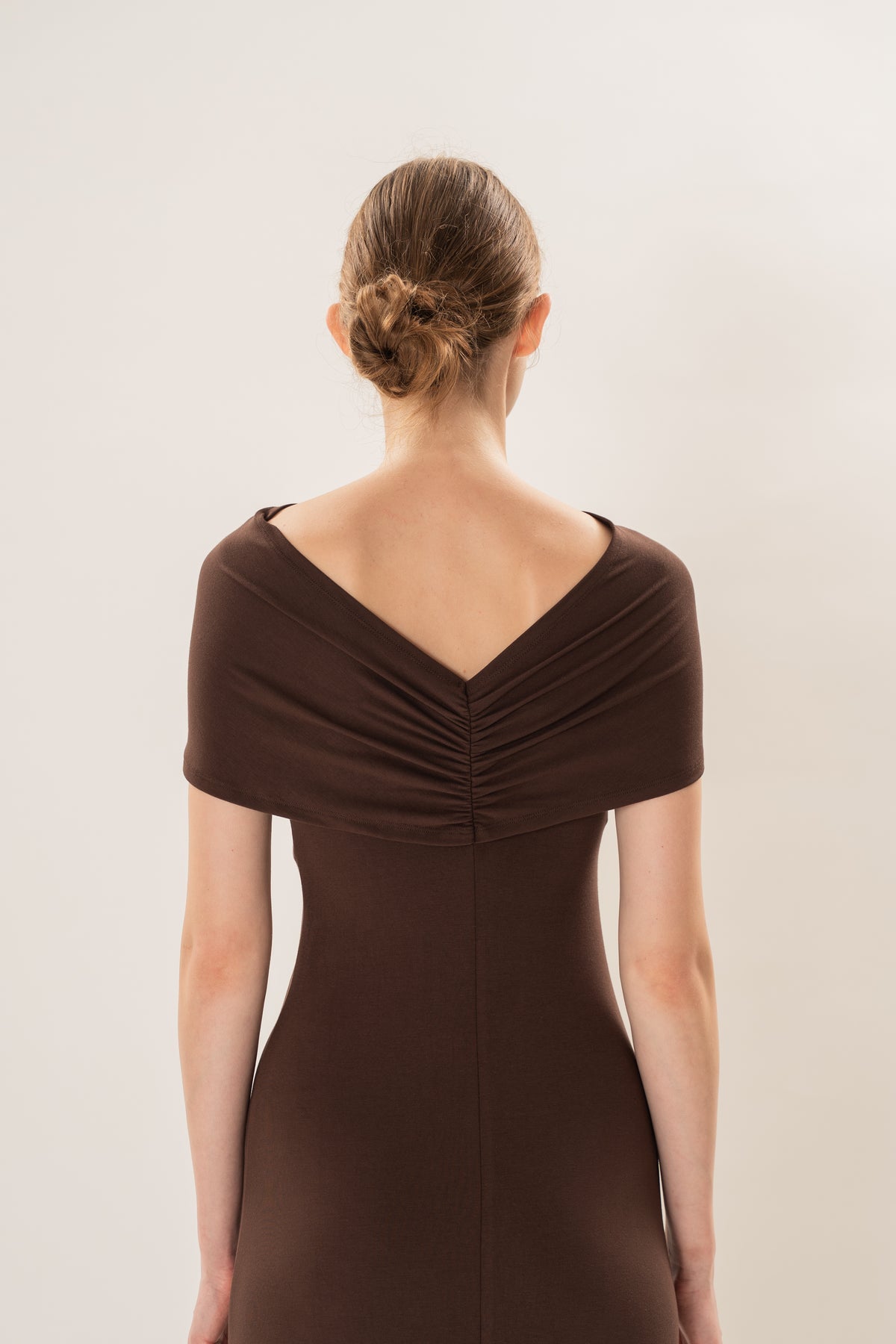 Soft Stretch Shawl Maxi Dress in Umber