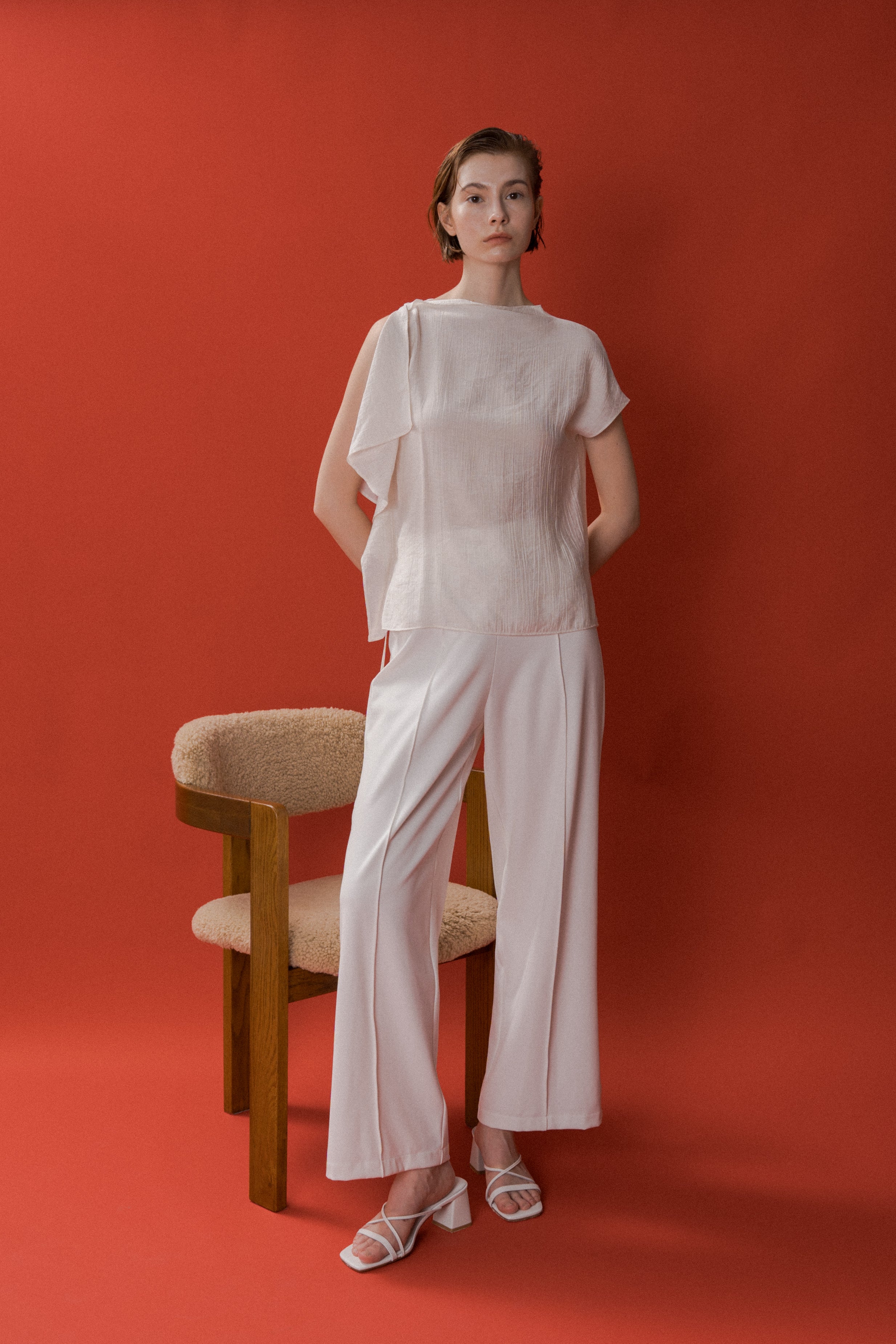 Asymmetrical Draped Top in Ivory