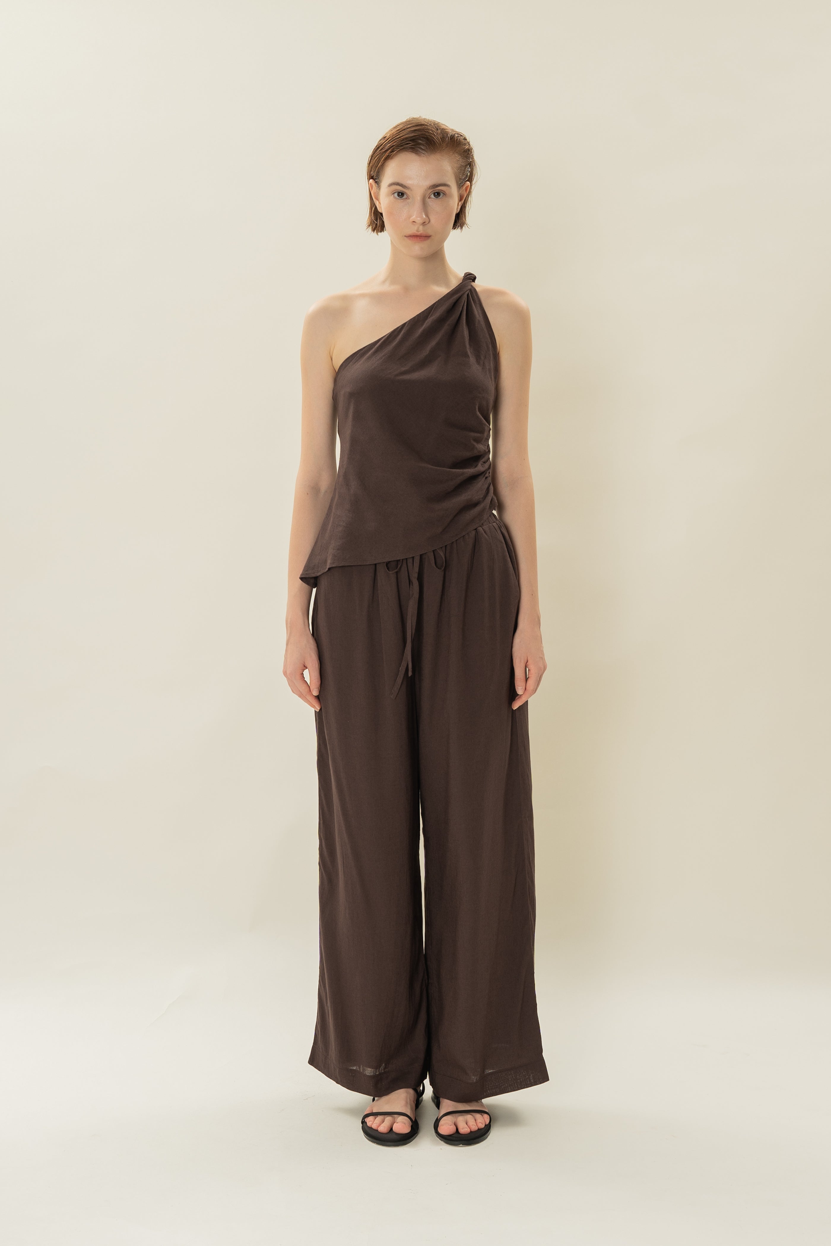 Draped Twist Knot Top in Umber