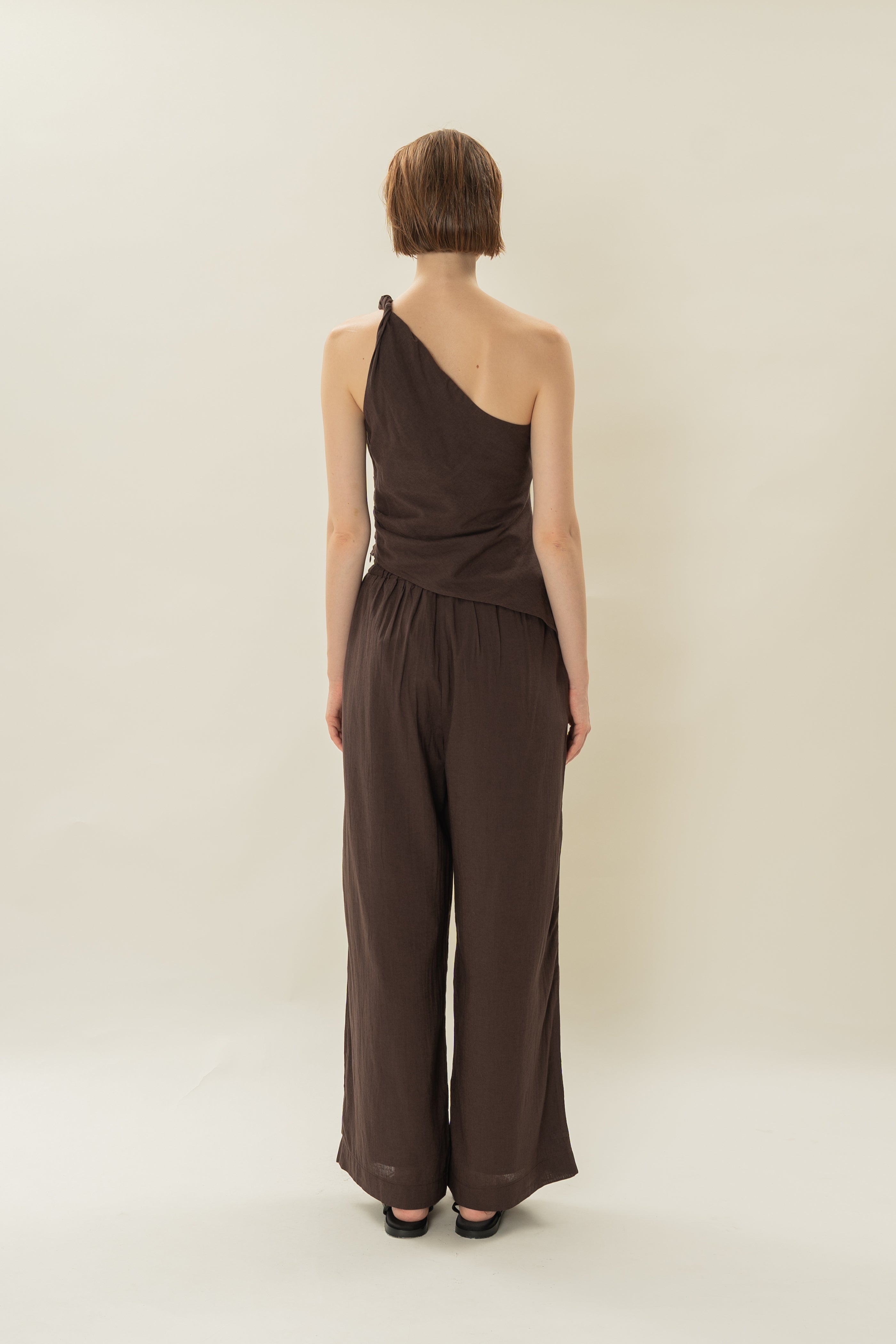 Draped Twist Knot Top in Umber