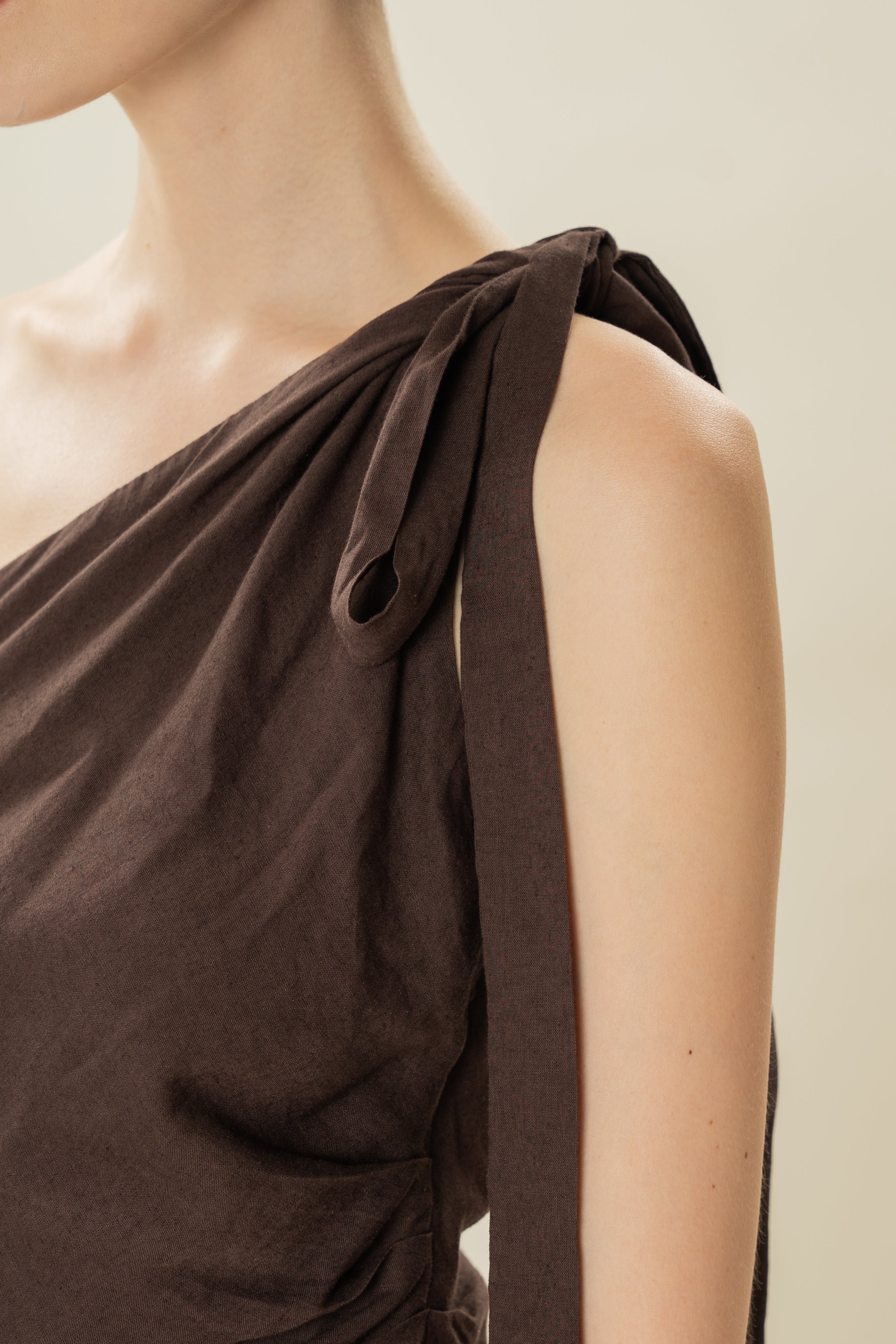 Draped Twist Knot Top in Umber