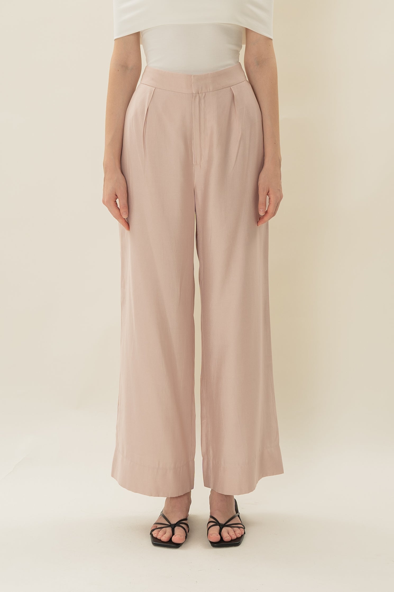 Classic Pleated Trousers in Petal Pink