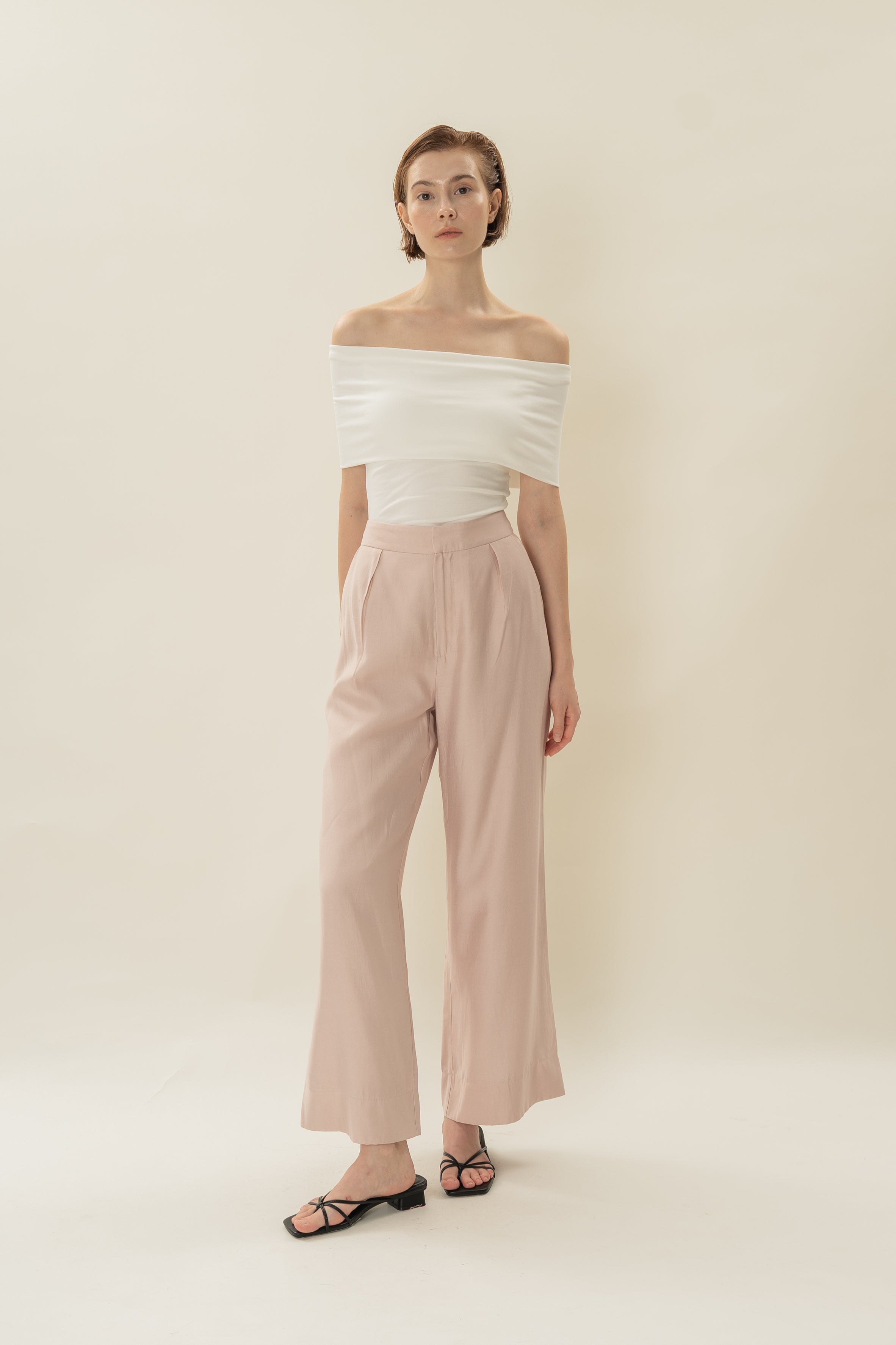 Classic Pleated Trousers in Petal Pink