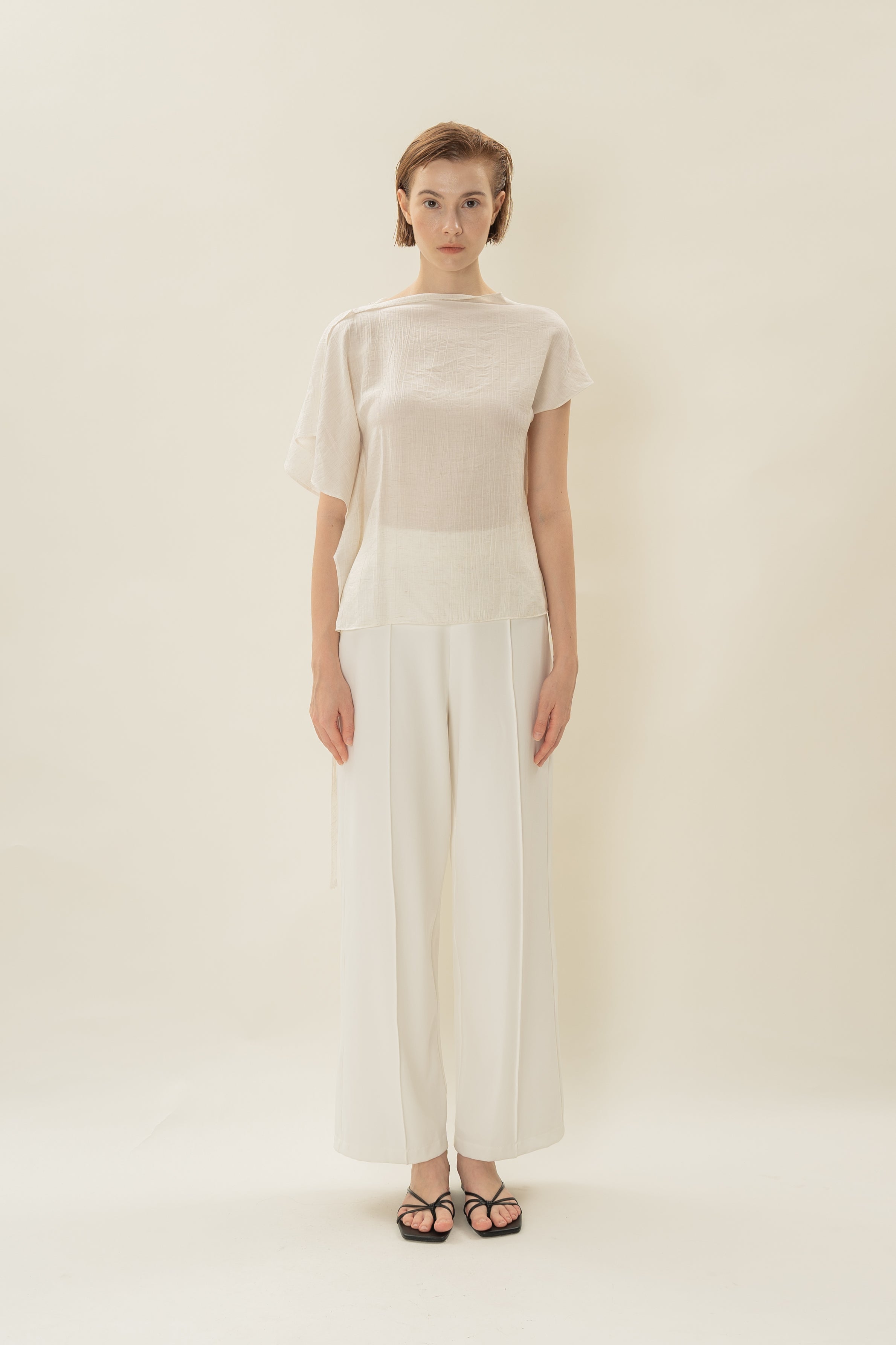 Asymmetrical Draped Top in Ivory