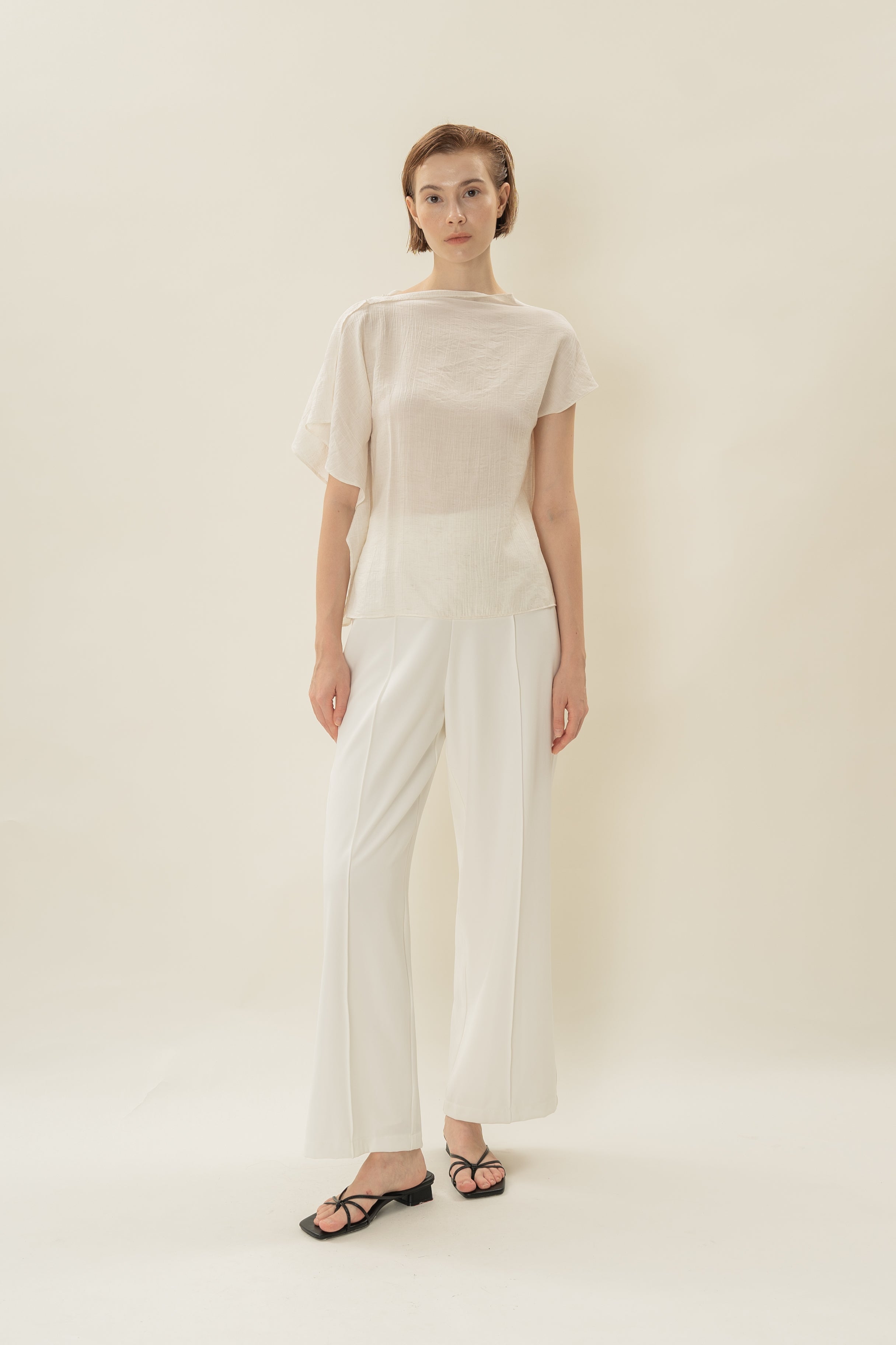 Asymmetrical Draped Top in Ivory