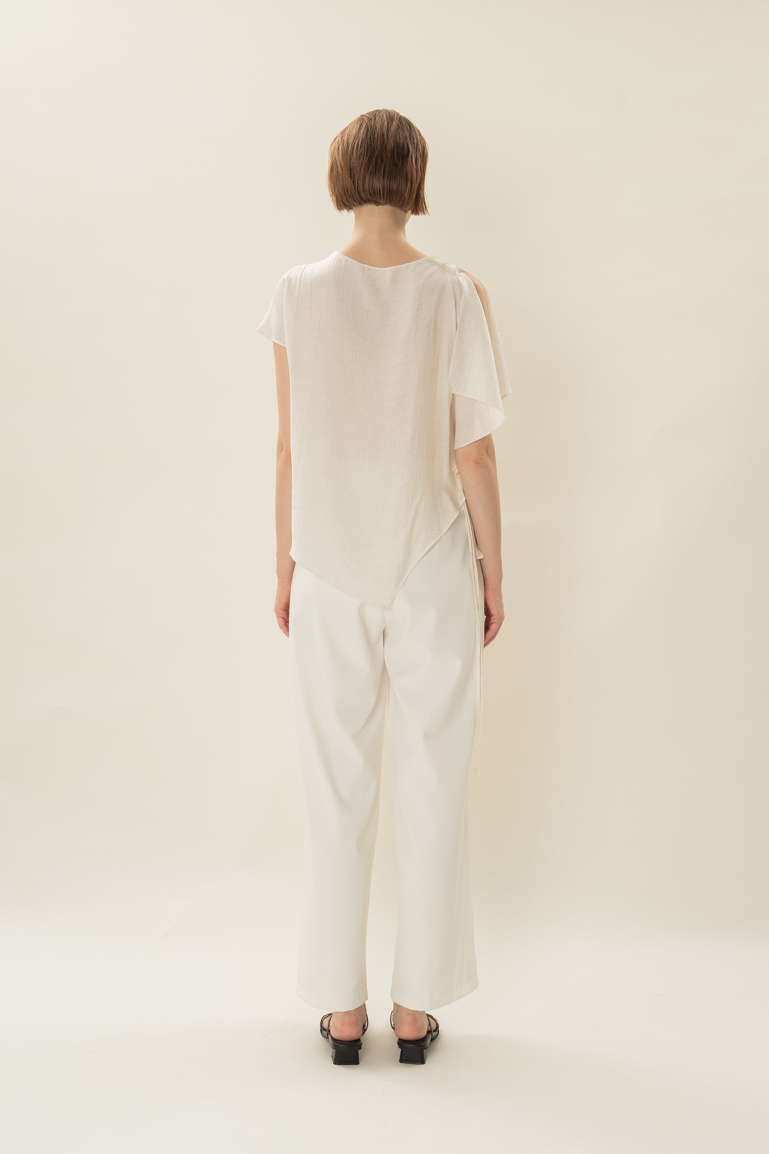 Asymmetrical Draped Top in Ivory