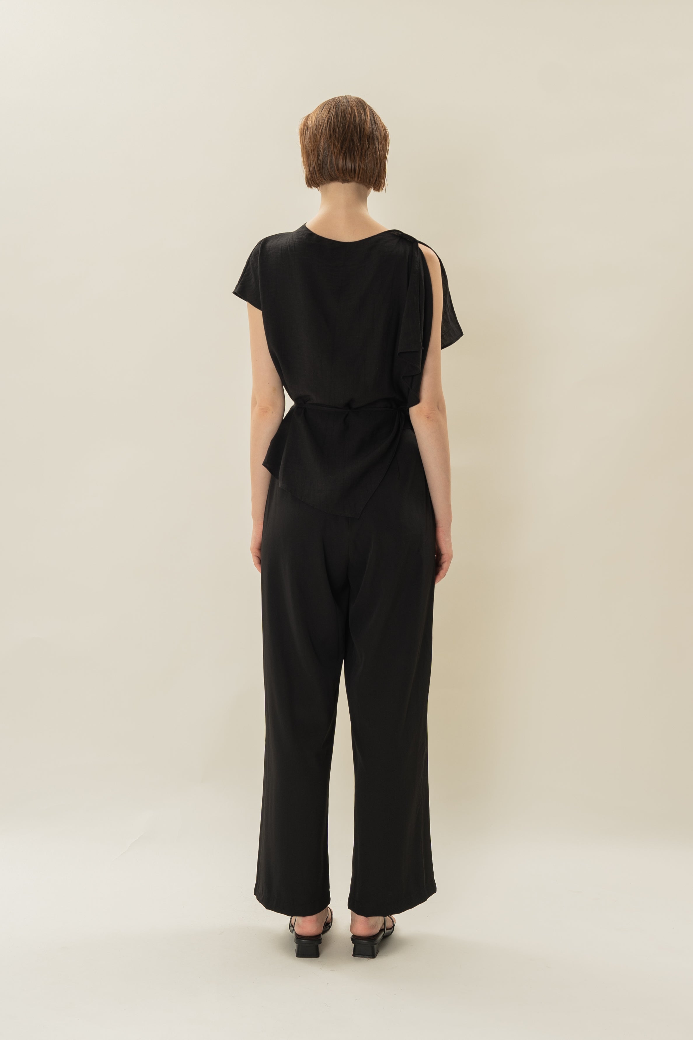 Asymmetrical Draped Top in Black