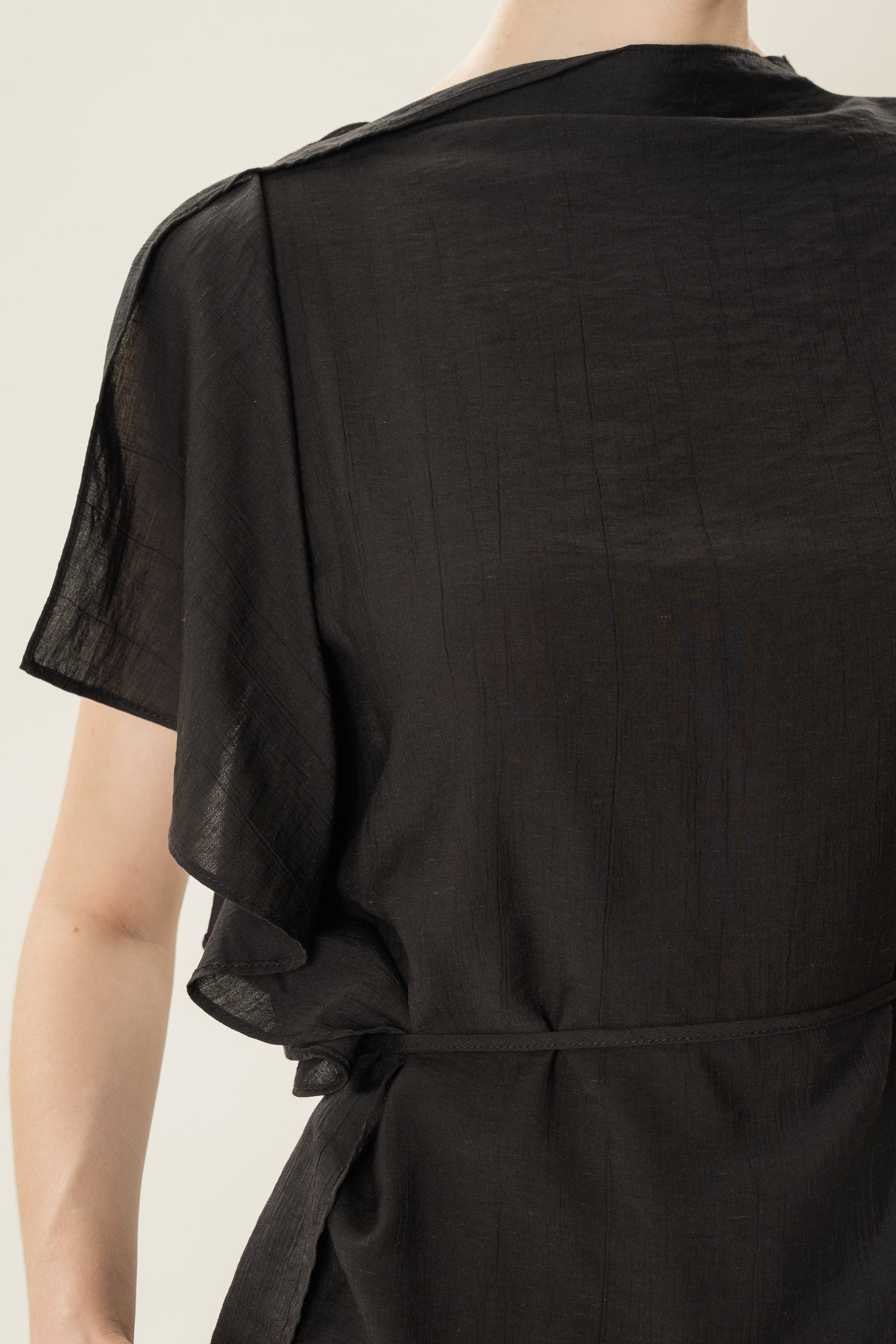 Asymmetrical Draped Top in Black