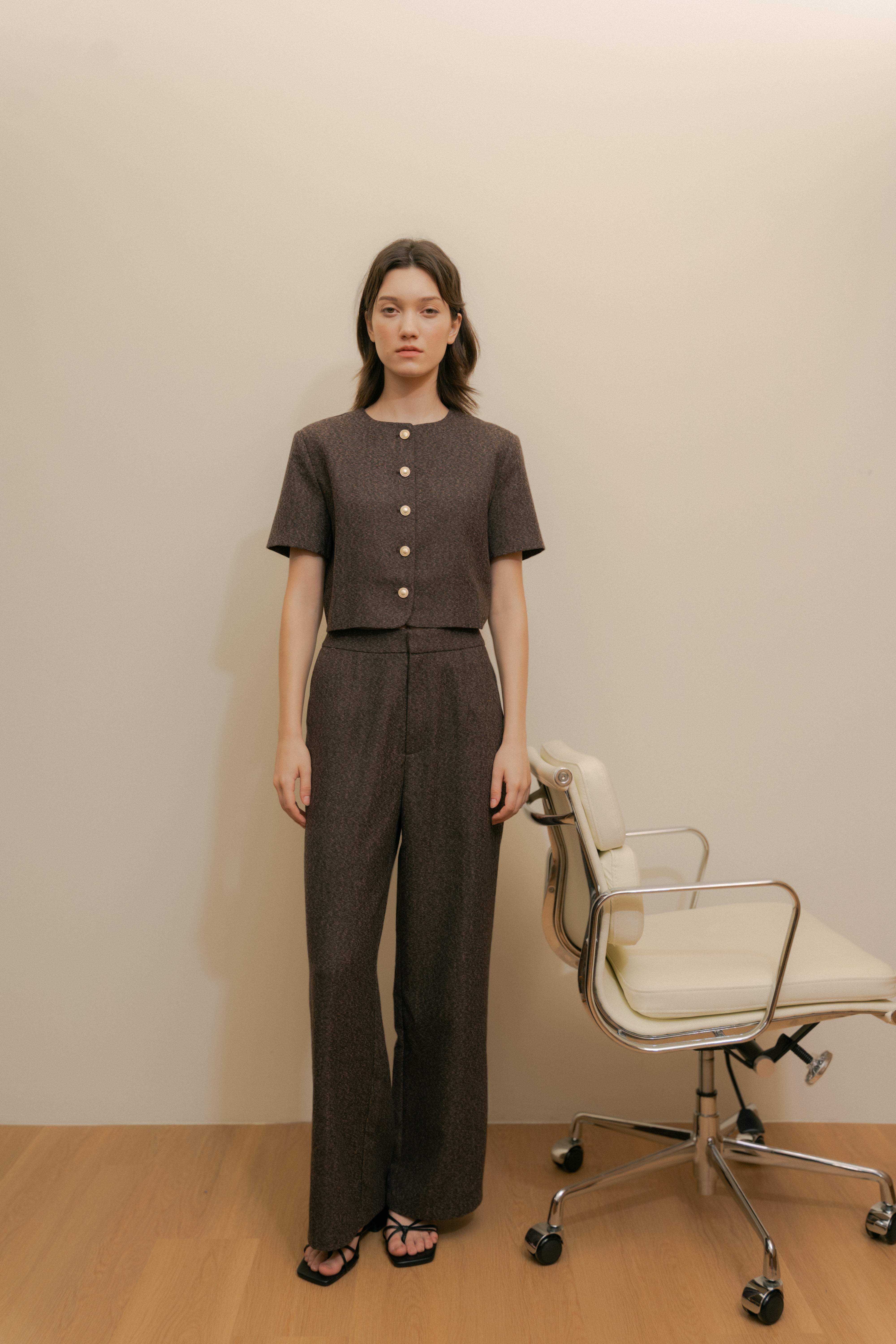 Textured Suiting Trousers in Umber