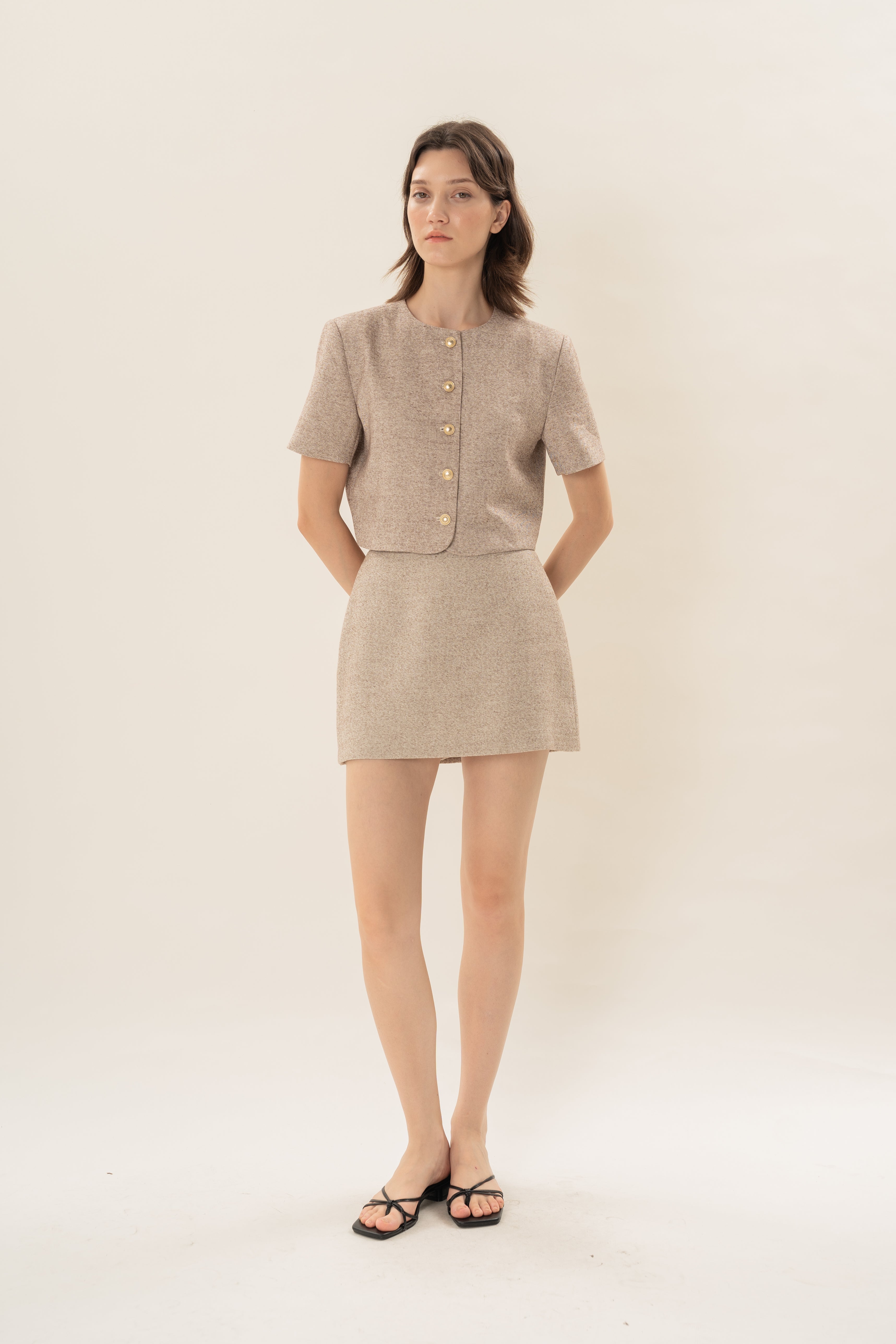 Textured Skort in Beige