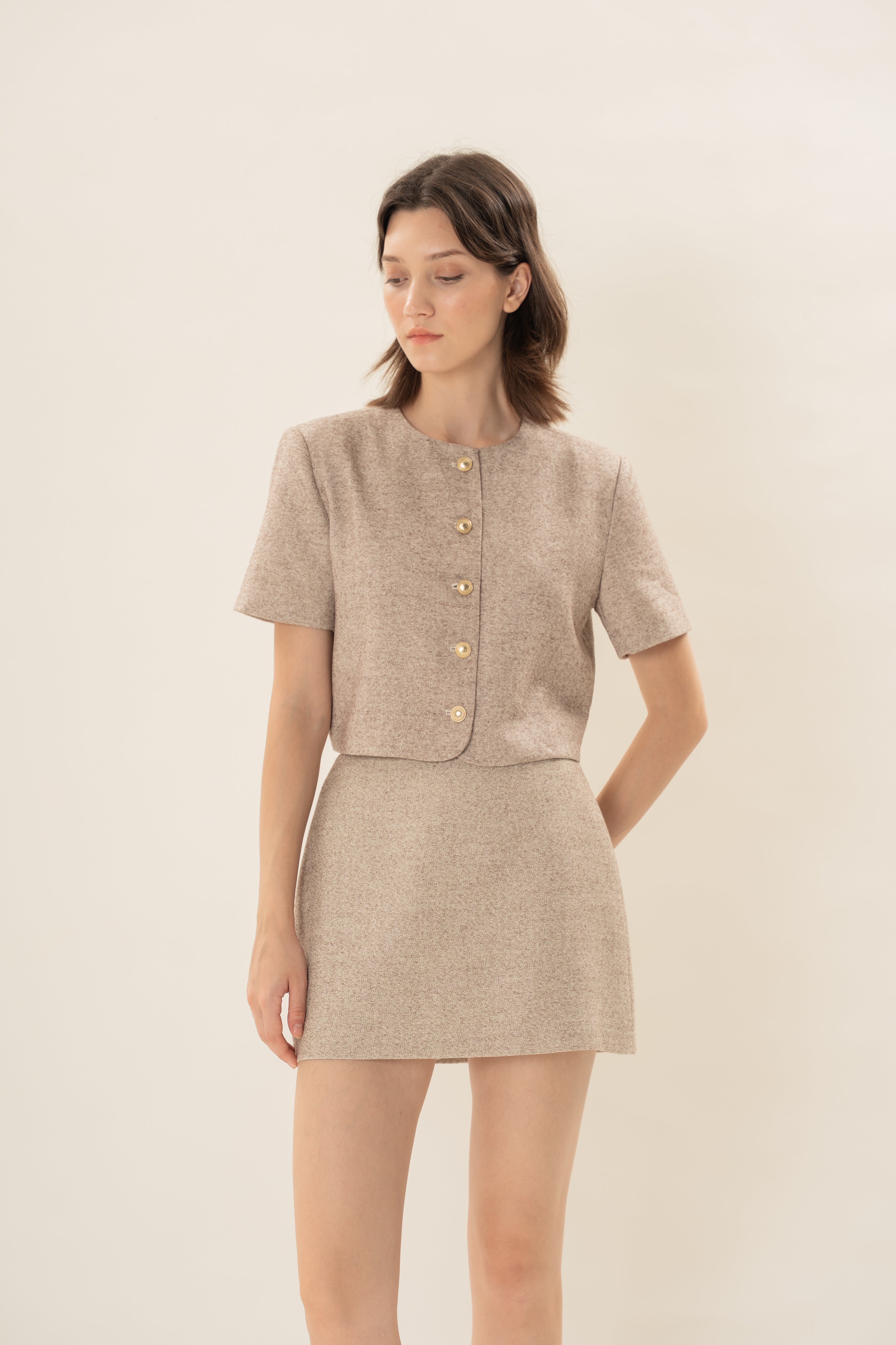 Textured Skort in Beige