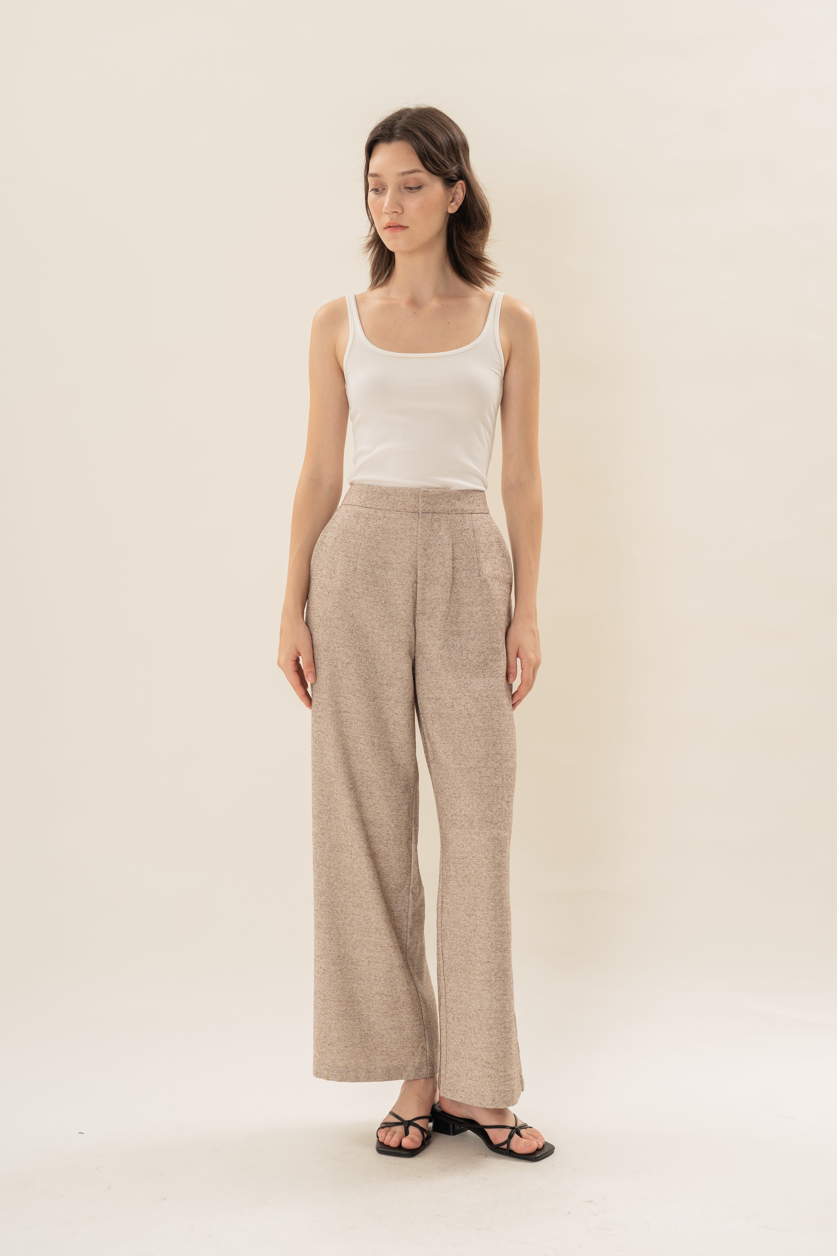 Textured Suiting Trousers in Beige