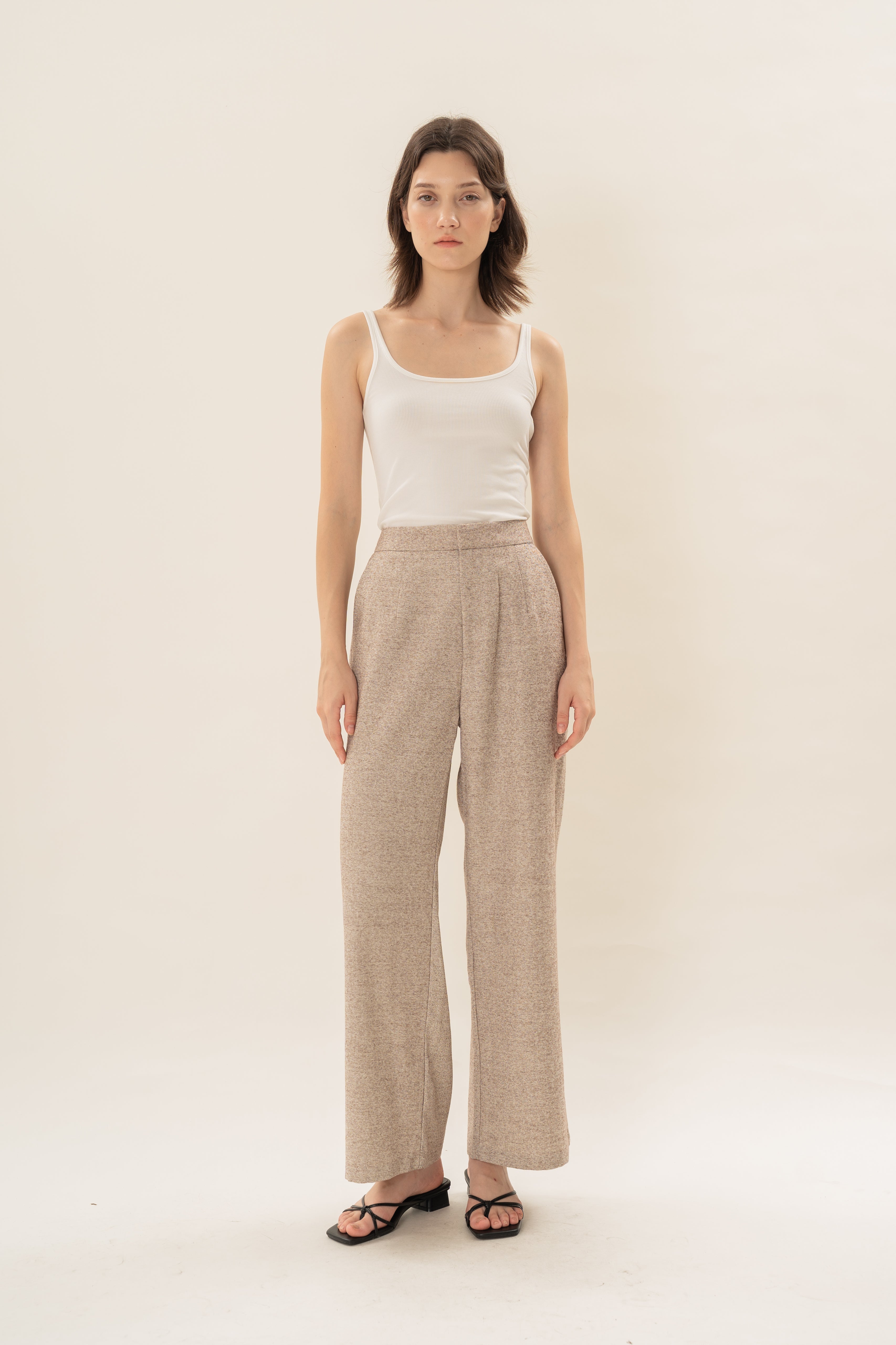 Textured Suiting Trousers in Beige