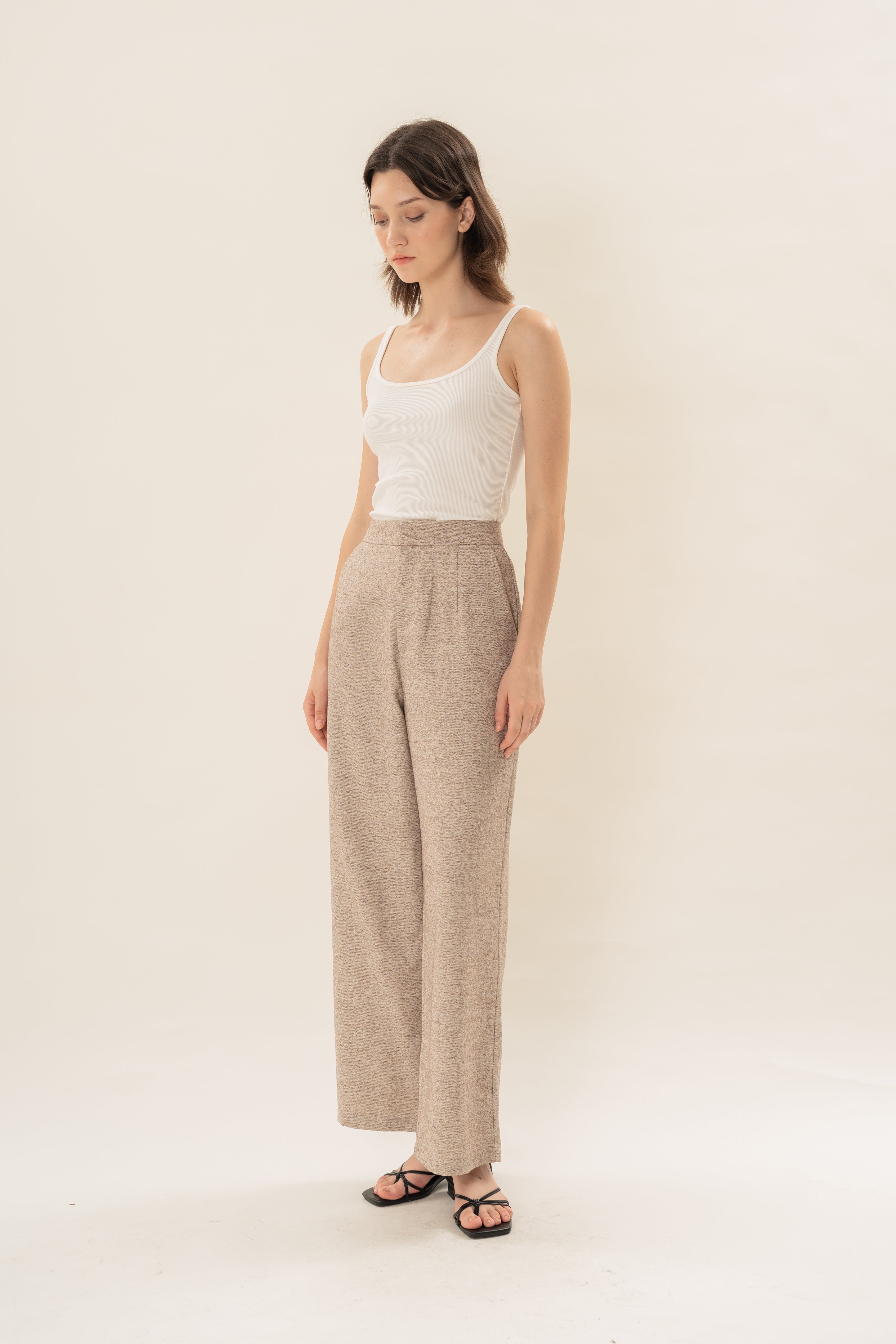 Textured Suiting Trousers in Beige