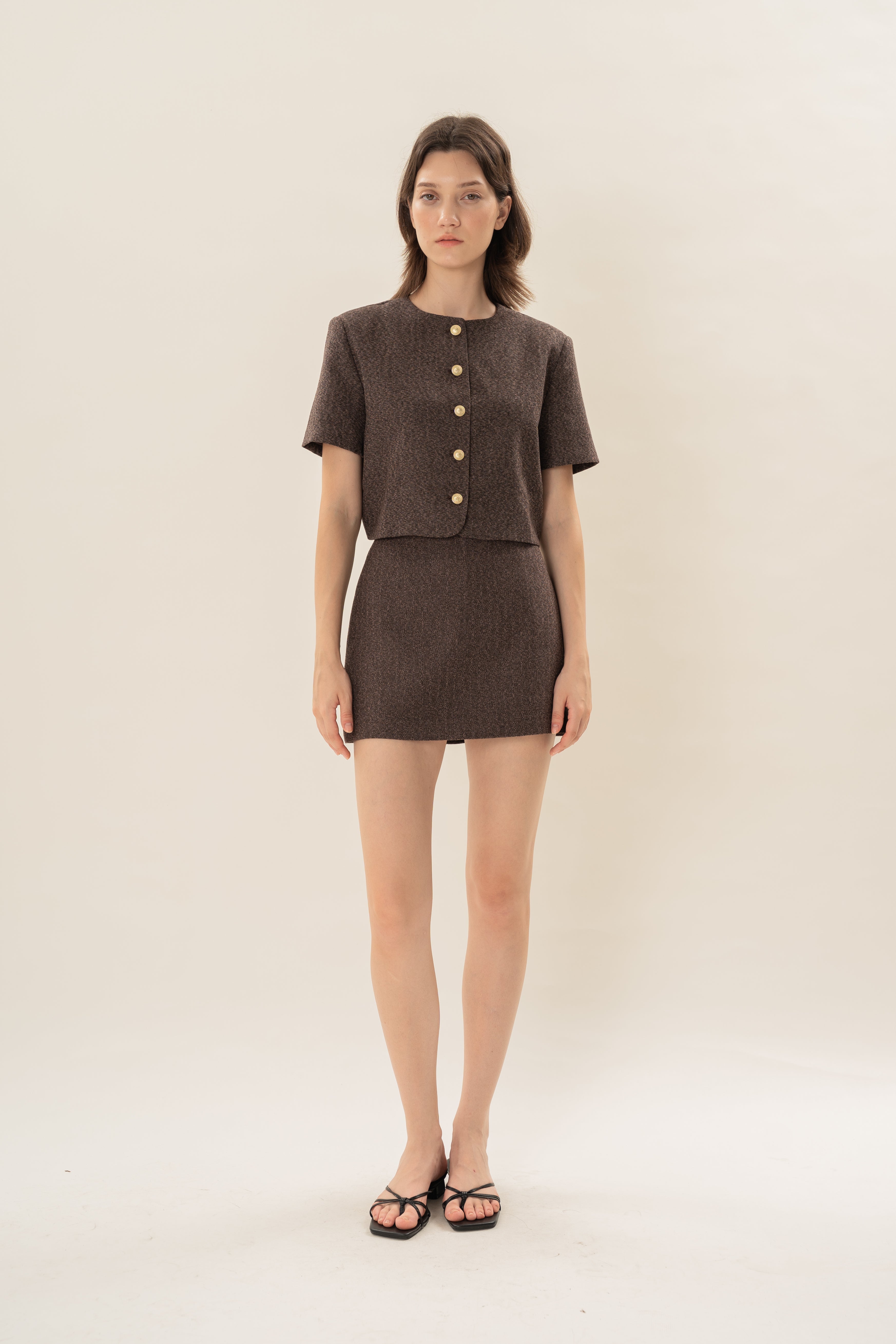 Textured Skort in Umber