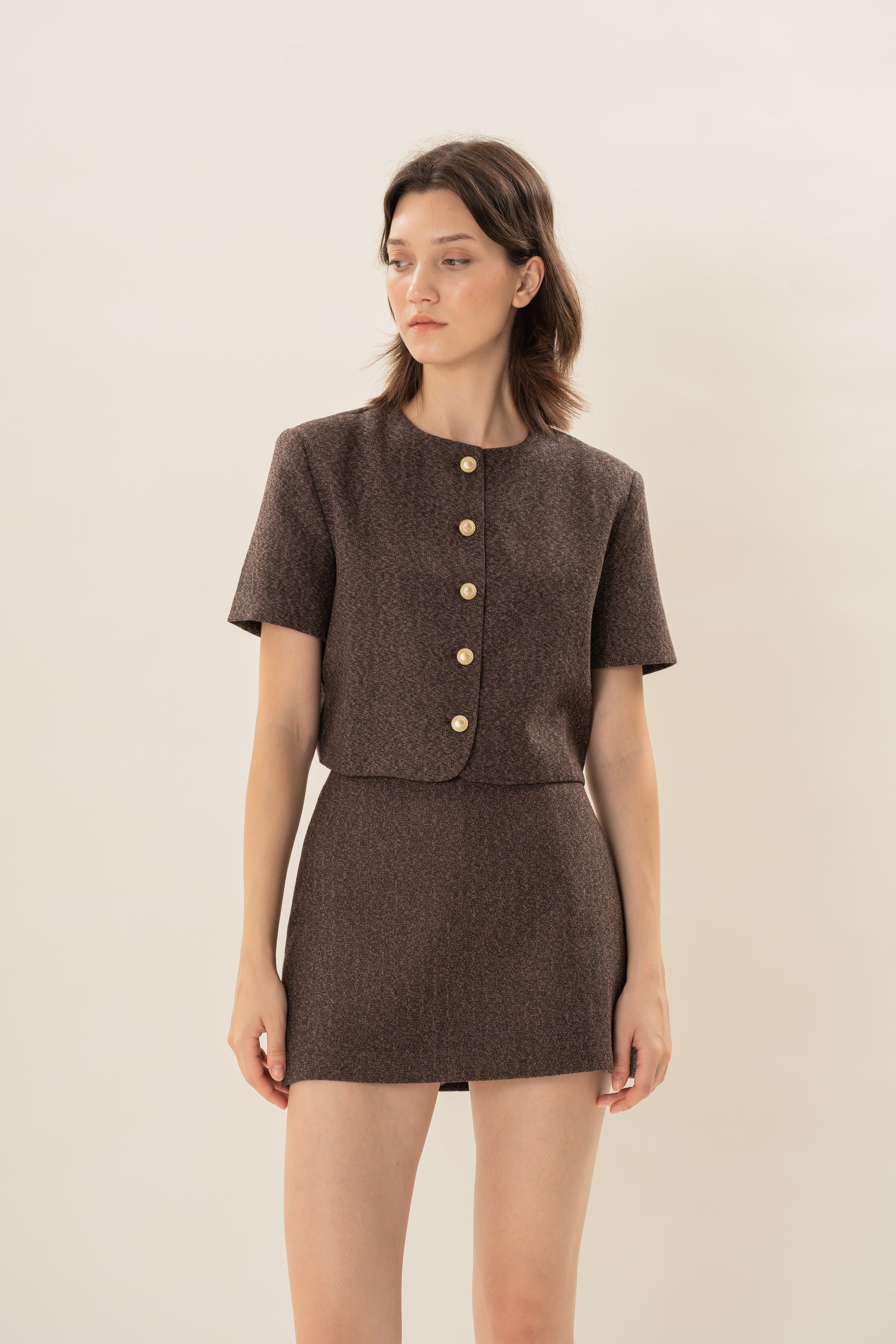 Textured Skort in Umber
