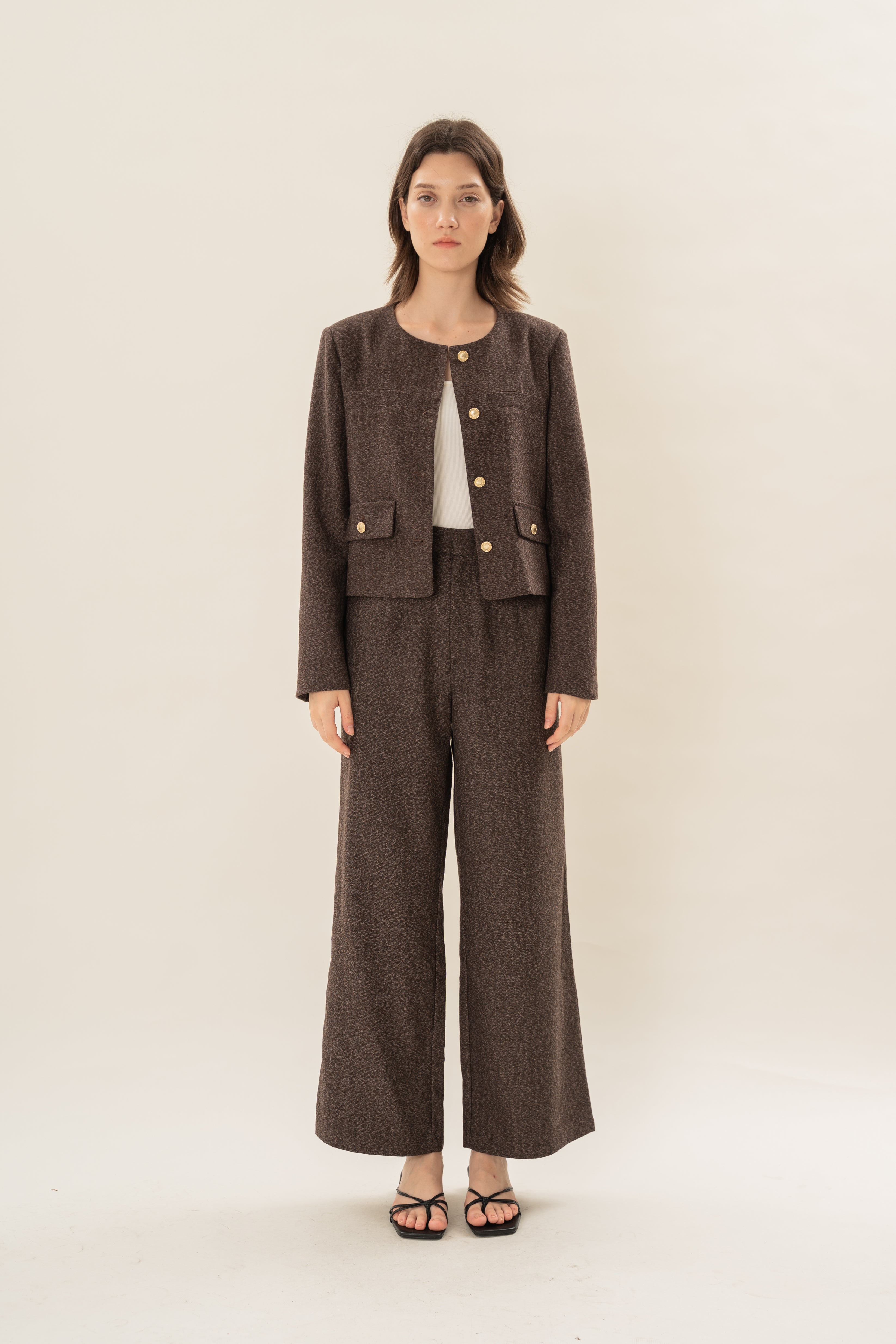 Textured Suiting Trousers in Umber